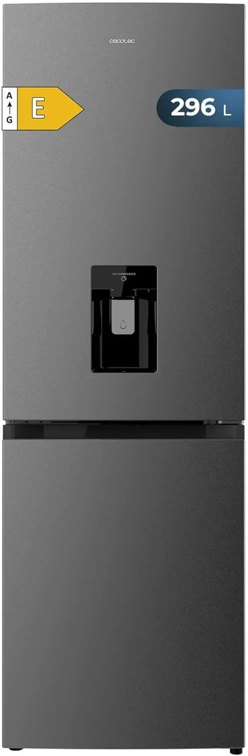 Cecotec Frigorífico Combi 2 Puertas con dispensador de agua Bolero CoolMarket Combi 296 DF WD Dark E. 296L. 60cm de ancho. Funciones FastCooling.
