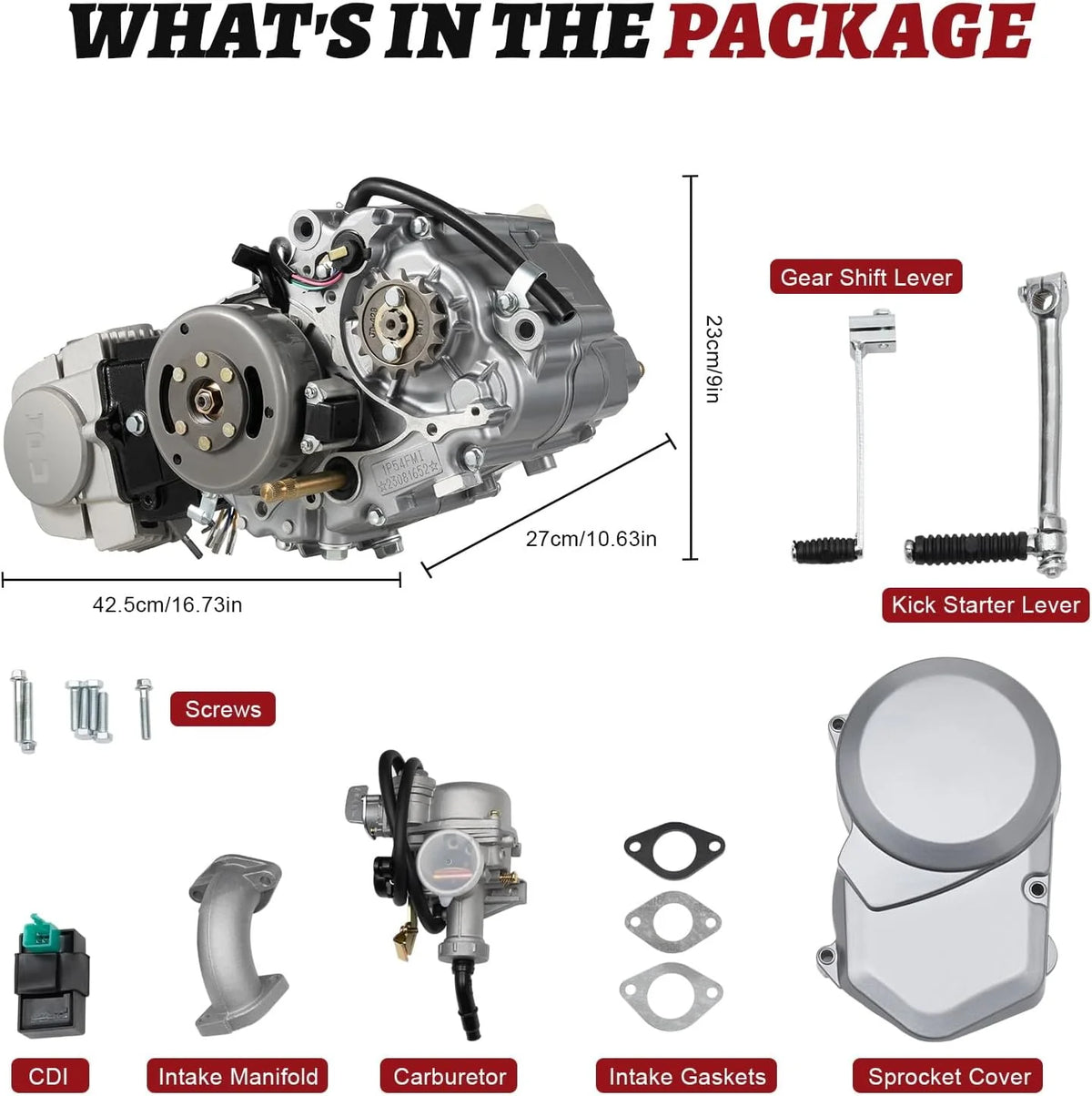 150CC 4 Stroke Engine Motor. Gy6 Single Cylinder Complete Engine Kit for 110cc-150cc Atvs and Go Karts and 11 Long Box Engine Size Scooters High-Flow Oil Pump CVT Carburetor Top Mount