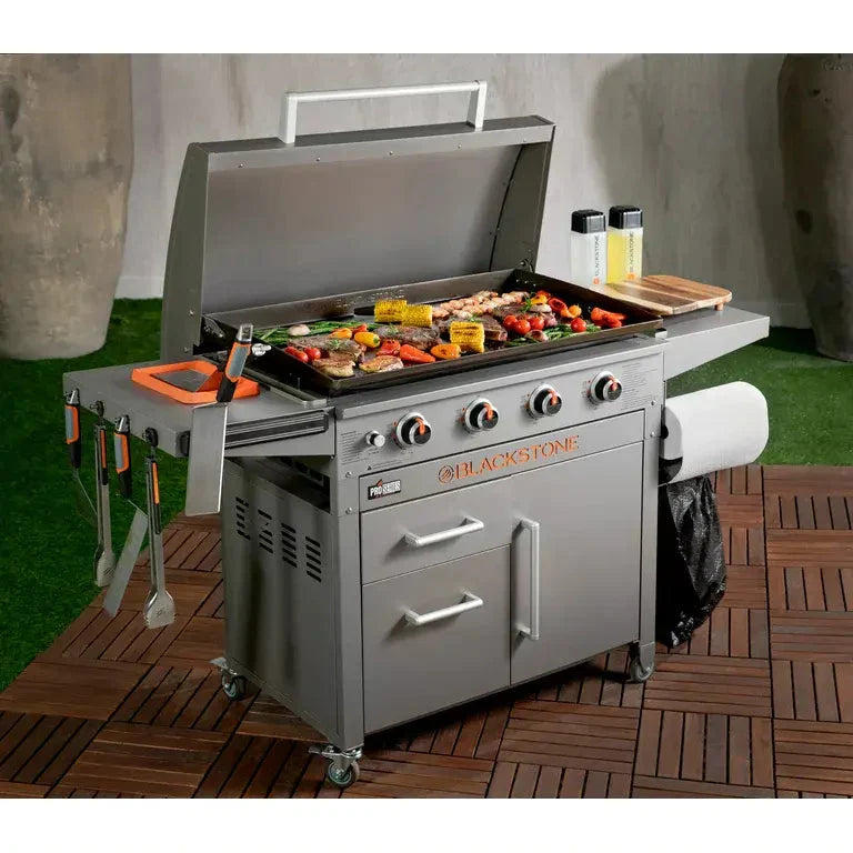 36 4-Burner Propane Griddle Station – 768 sq in Cooking Surface with Hood & Cabinet