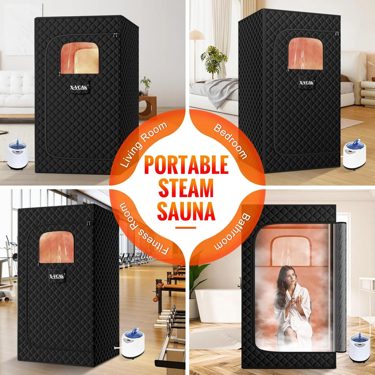 Upgraded Sauna Box for Relaxation. Detoxification. Portable Steam Sauna for Home with Steamer. 9 Levels. 2.6' x 2.6' x 5.9'