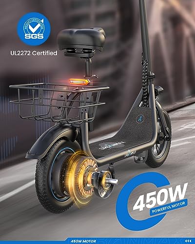 450W Electric Scooter with Seat. 22-Mile Range