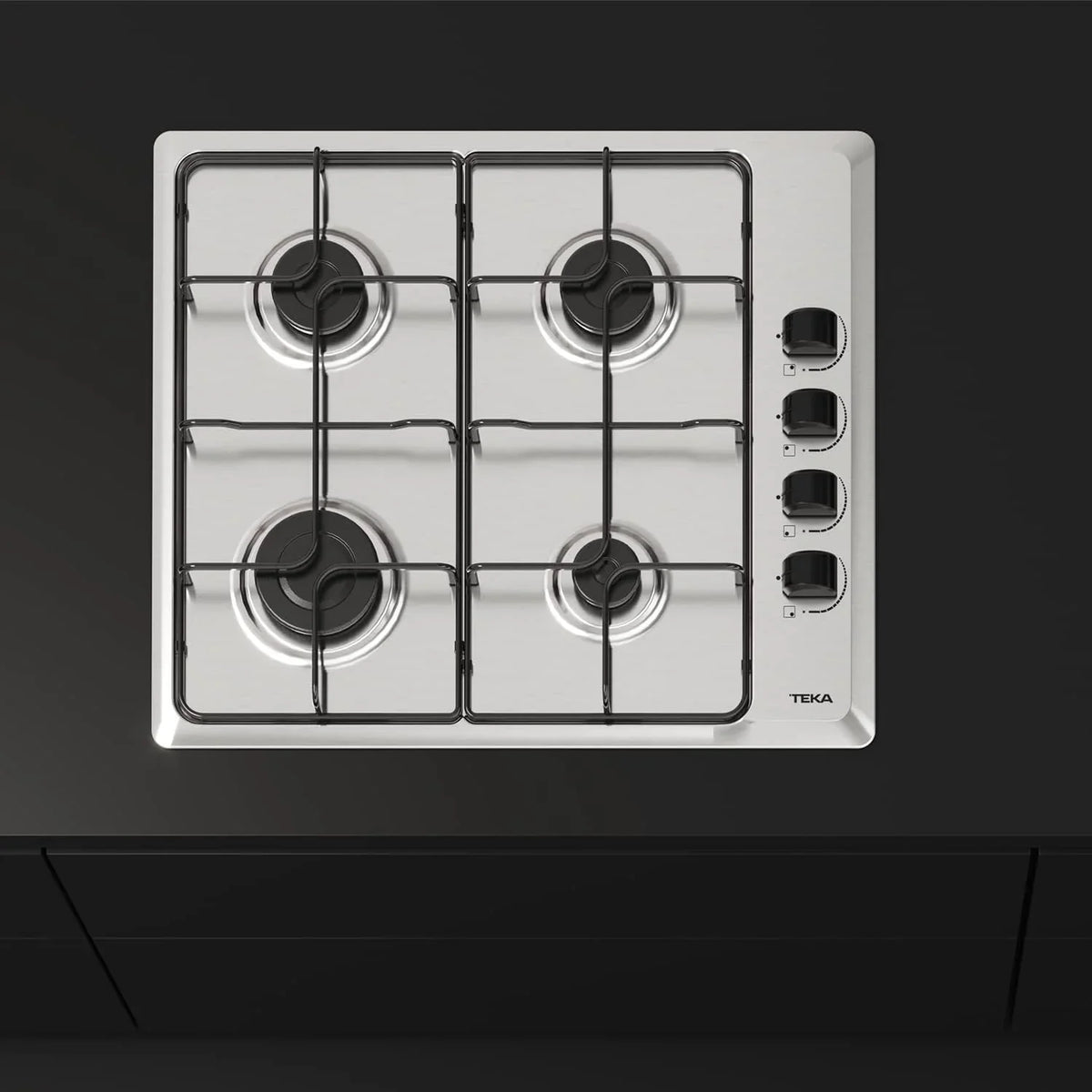 TEKA Placa de Gas Butano. 60 cm. 4 Fuegos. Mandos Ergonómicos. Seguridad Termopar. Parrillas Esmaltadas. HLX 640 KL