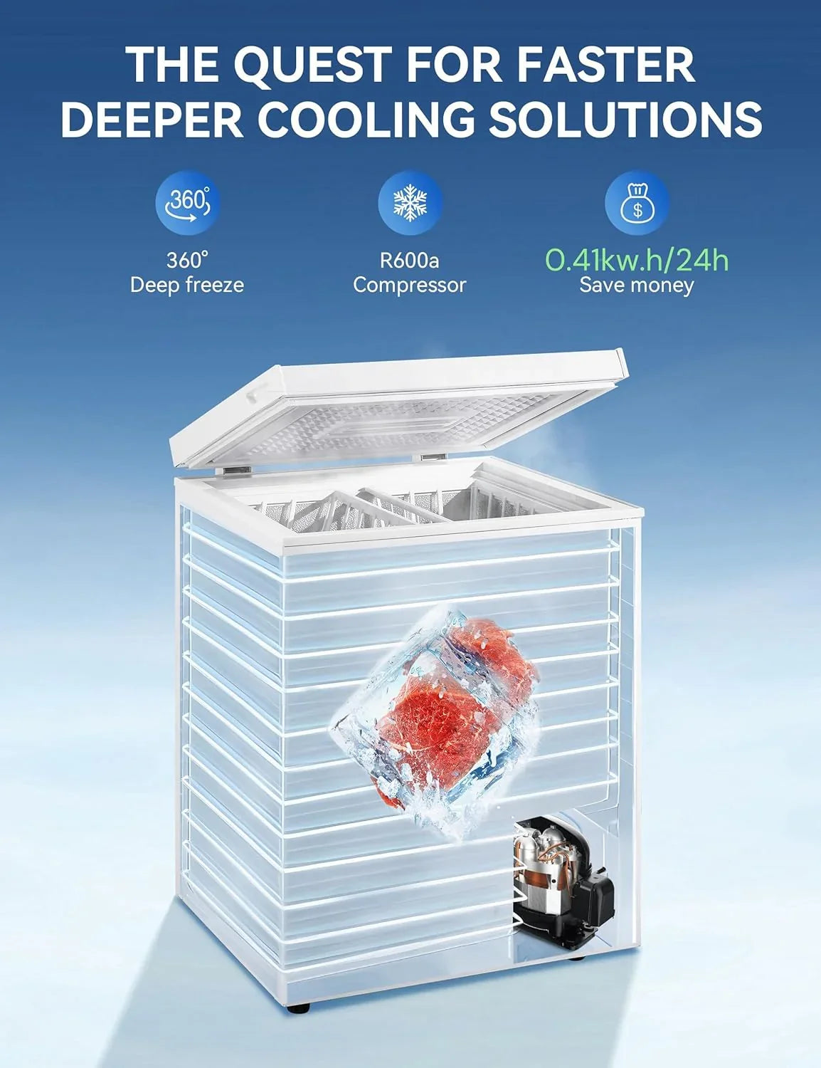7.0 Cu Ft Chest Freezer - Energy Efficient & Quiet Mini Freezer with Adjustable Thermostat - Compact Deep Freezer for Home. Apartment. and Garage - Removable Basket & Defrost Drain