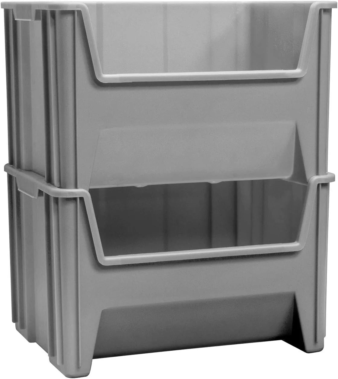Akro-Mils 13017 Stack-N-Store Heavy Duty Stackable Open Front Plastic Storage Container Bin. (15-Inch x 20-Inch x 12-1/2-Inch). Gray. (3-Pack)