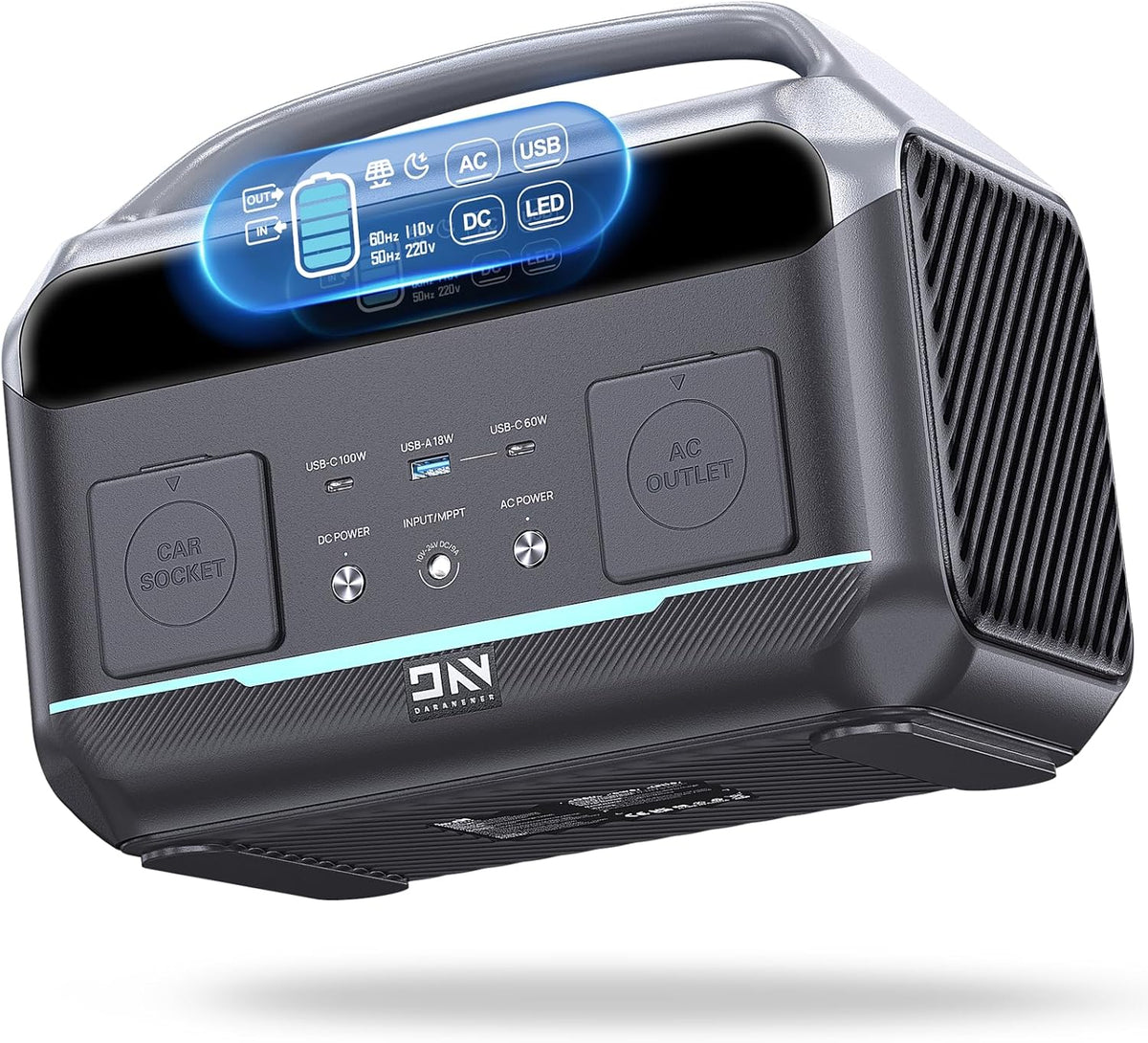 Portable Power Station 56000mAh. 179.2Wh LiFePO4 Battery Backup w/ 2 300W (Peak 600W) AC Outlets. 1.5hrs Fast Charging. Power Bank for Hurricane Emergency/Outdoor Camping/RVs/Home Use