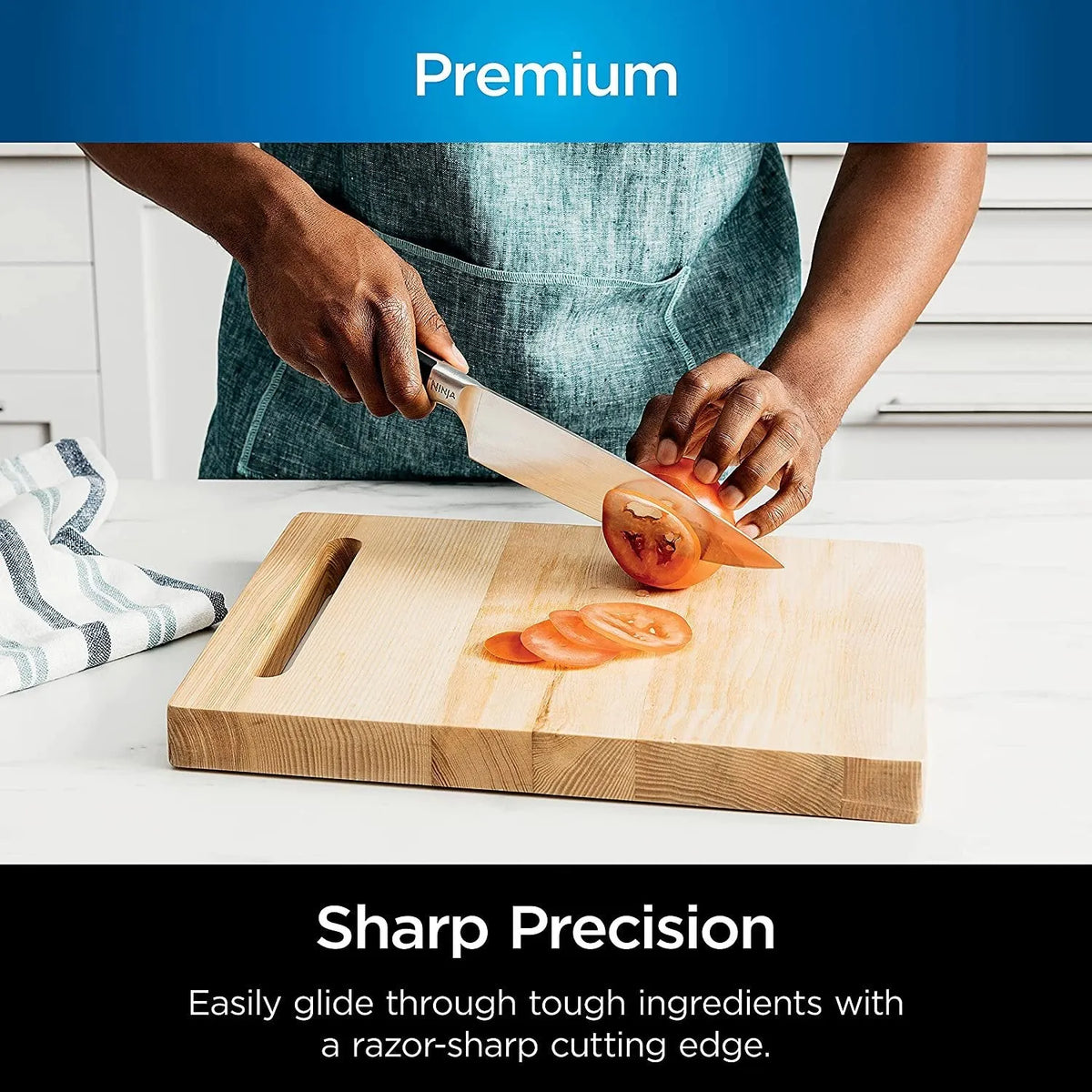 17-Piece Premium Knife Block Set with Built-In Sharpener. Stainless Steel/Black