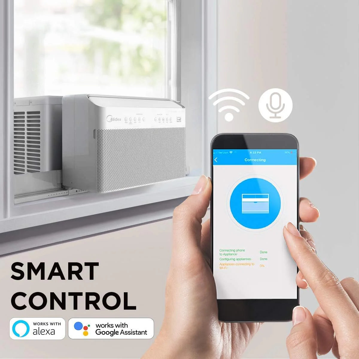 U-Shaped Inverter Window Air Conditioner 12.000BTU with Open Window Flexibility. Robust Installation.Extreme Quiet. 35% Energy Saving. Smart Control. Alexa. Remote. Bracket Included (Renewed)
