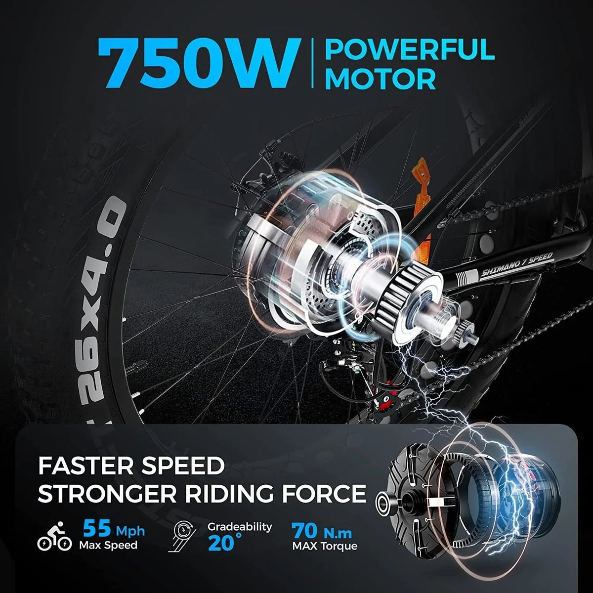 Outdoor electric bike with 48V/15Ah lithium battery