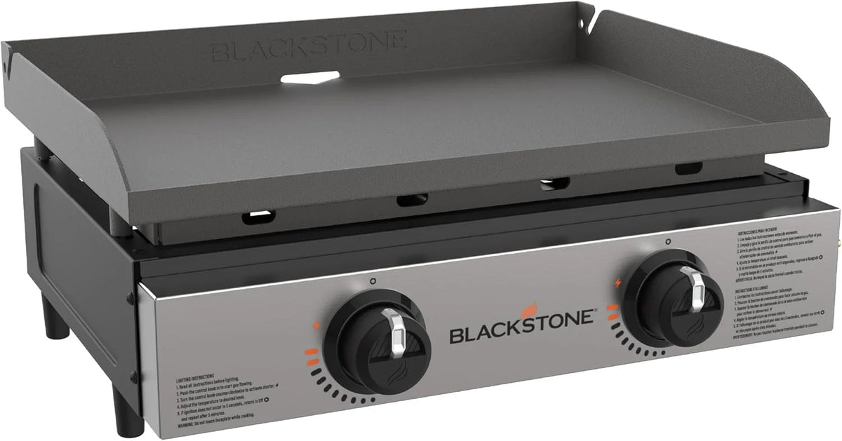 1813 Original 22 Tabletop Griddle with Hood and Stainless Steel Front Plate. Powder Coated Steel. Black