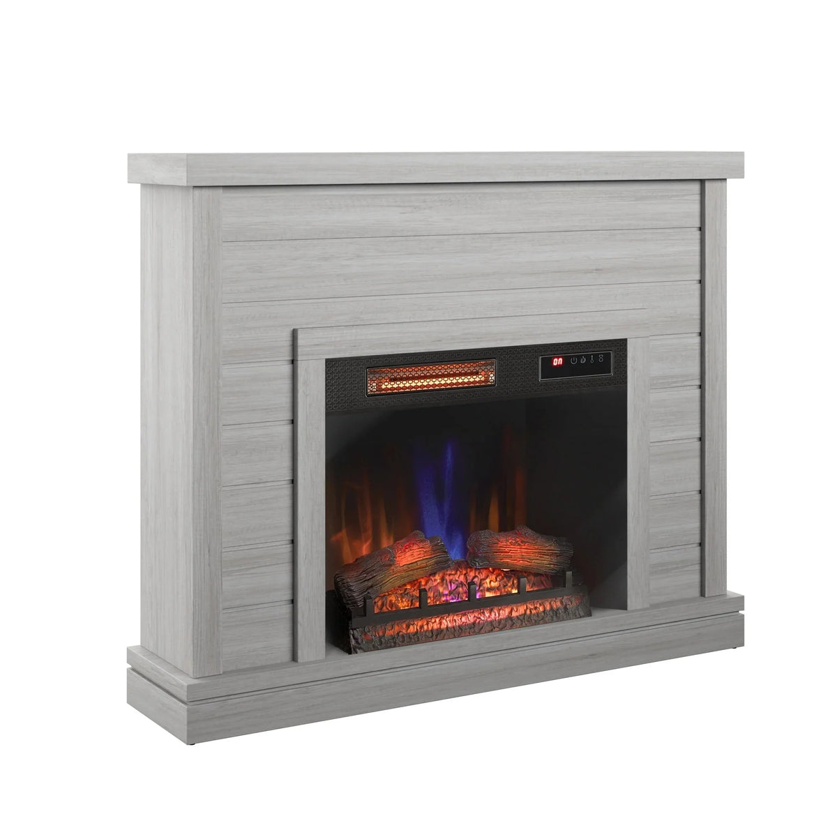 52 Shiplap Wall Fireplace Mantel. Modern Electric Fireplace with 3D Flame Effect Insert for Home Decor