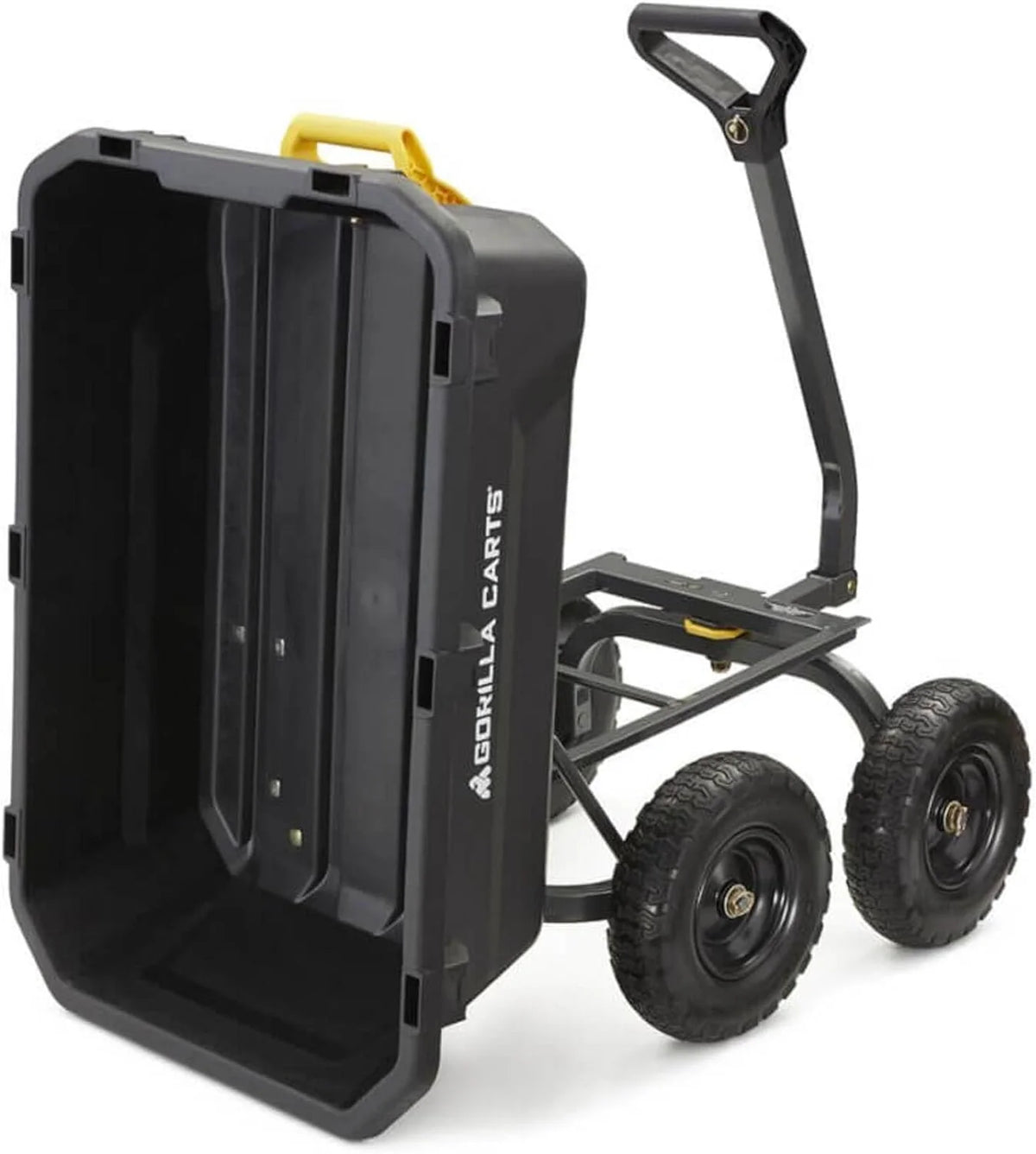 7-Cubic-Foot Poly Dump Garden Cart with No-Flat Tires. 1.200-Lb. Capacity. Black