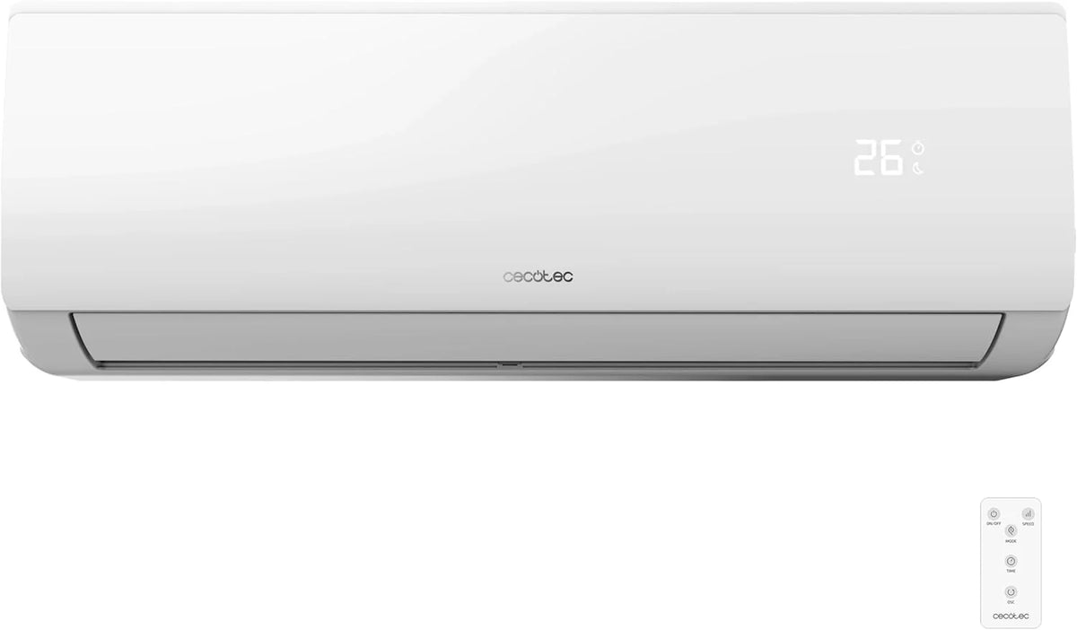 Cecotec Aire Acondicionado Split AirClima 9000 Smartfresh. 9000 BTU. Motor DC. Bomba de Calor. Mando a distancia. Pantalla LED. Sistema Inverter. 5