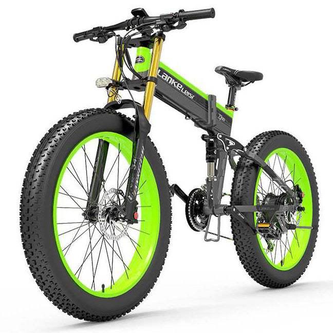 1000W 26-Inch Fat Tire Folding Electric Mountain Bike. Dual Crown Fork. 17.5Ah