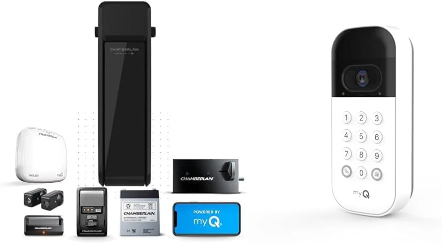 Silent and quiet wall-mounted garage door opener with battery backup and LED lighting. weighing 36 pounds. in black color.