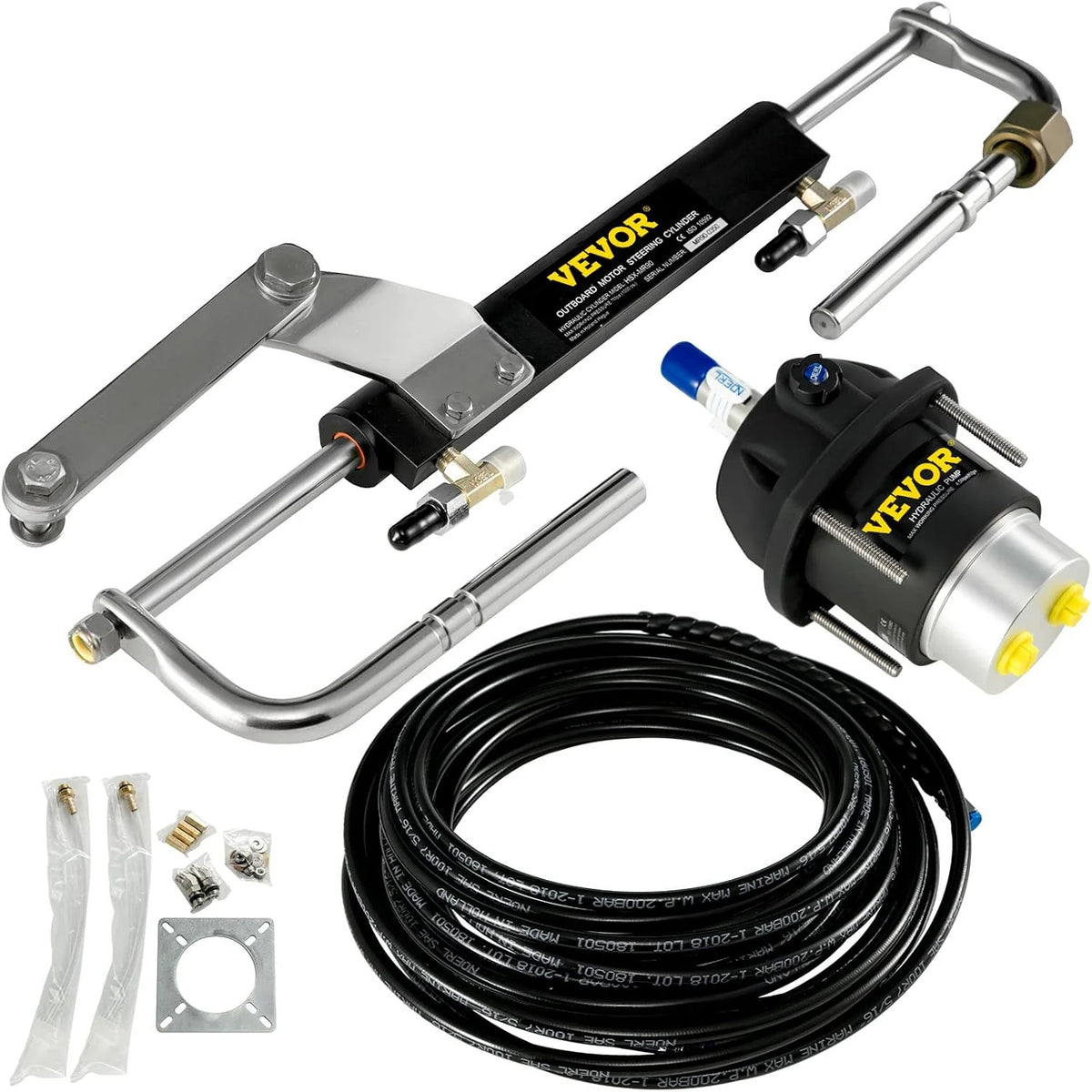 Hydraulic Outboard Steering System Kit (90 horsepower) + Accessories Kit (for marine use) Cylinder and Pipeline. Marine Hydraulic Pump. Outboard Steering Device. Ship Rudder Control Device