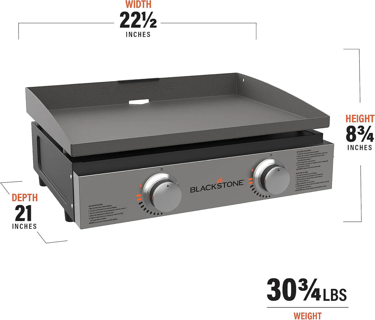 1813 Original 22 Tabletop Griddle with Hood and Stainless Steel Front Plate. Powder Coated Steel. Black