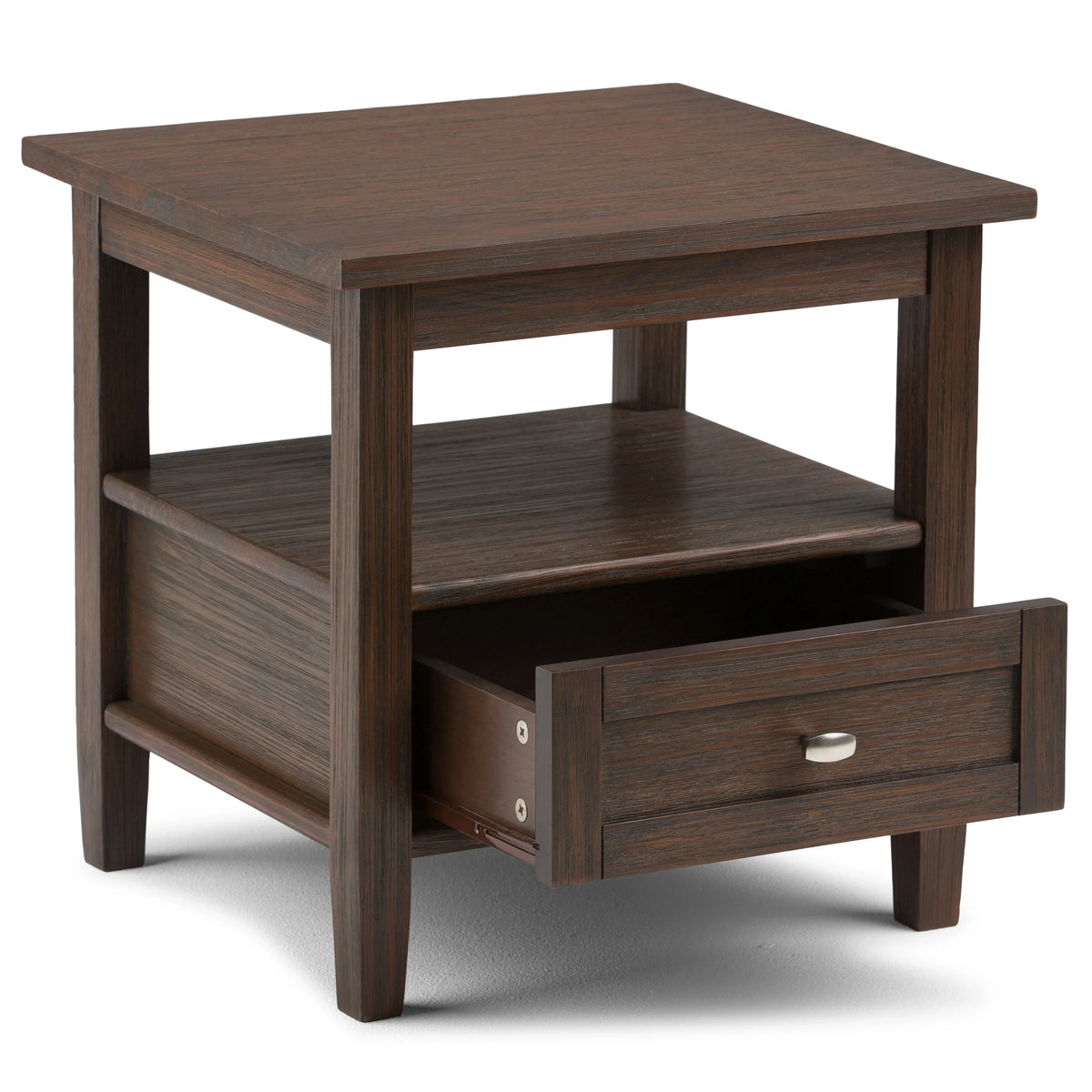 20 Inch Wide Solid Wood Rectangle End Table. Transitional Side Table