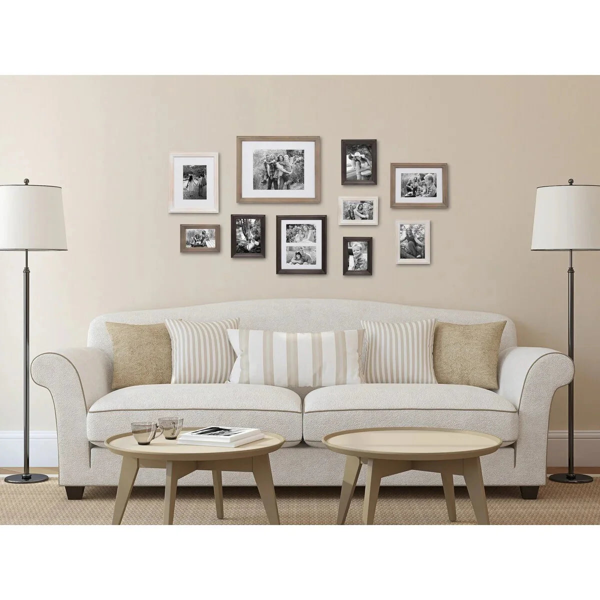 10-Piece Wood Gallery Wall Picture Frame Set. Decorative Photo Display Frames for Living Room. Bedroom and Home Decor