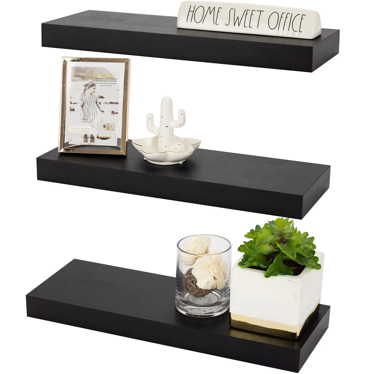 16 Inch Floating Wall Shelves. 3 Pack Farmhouse Hanging Display and Storage Shelves