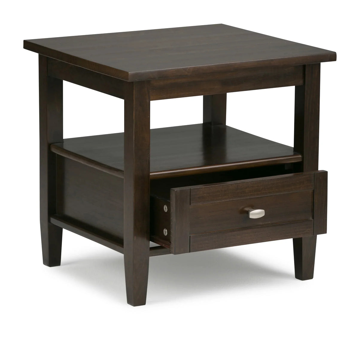20 Inch Wide Solid Wood Rectangle End Table. Transitional Side Table