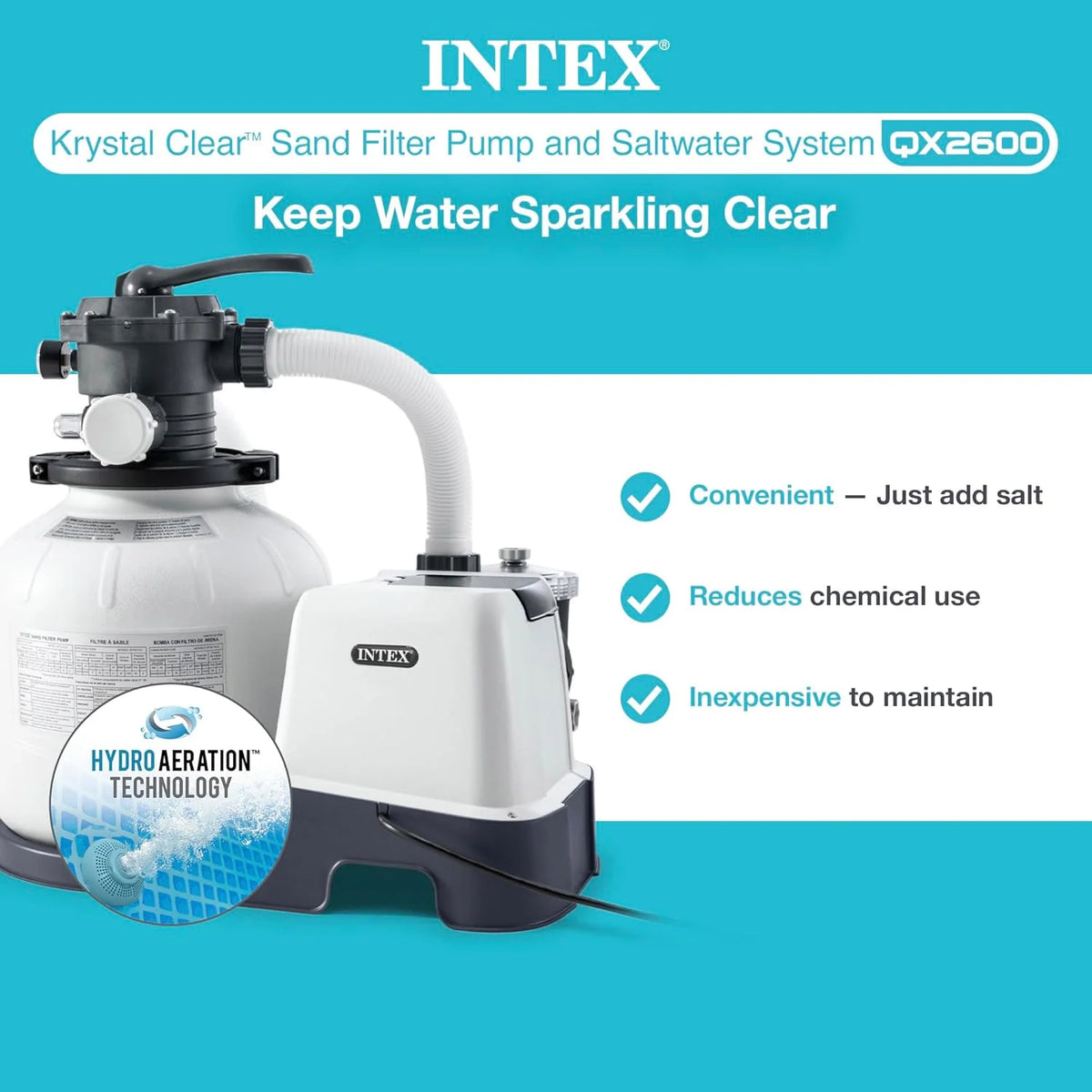 Krystal Clear Saltwater System for Above-Ground Pools up to 15.000 Gallons