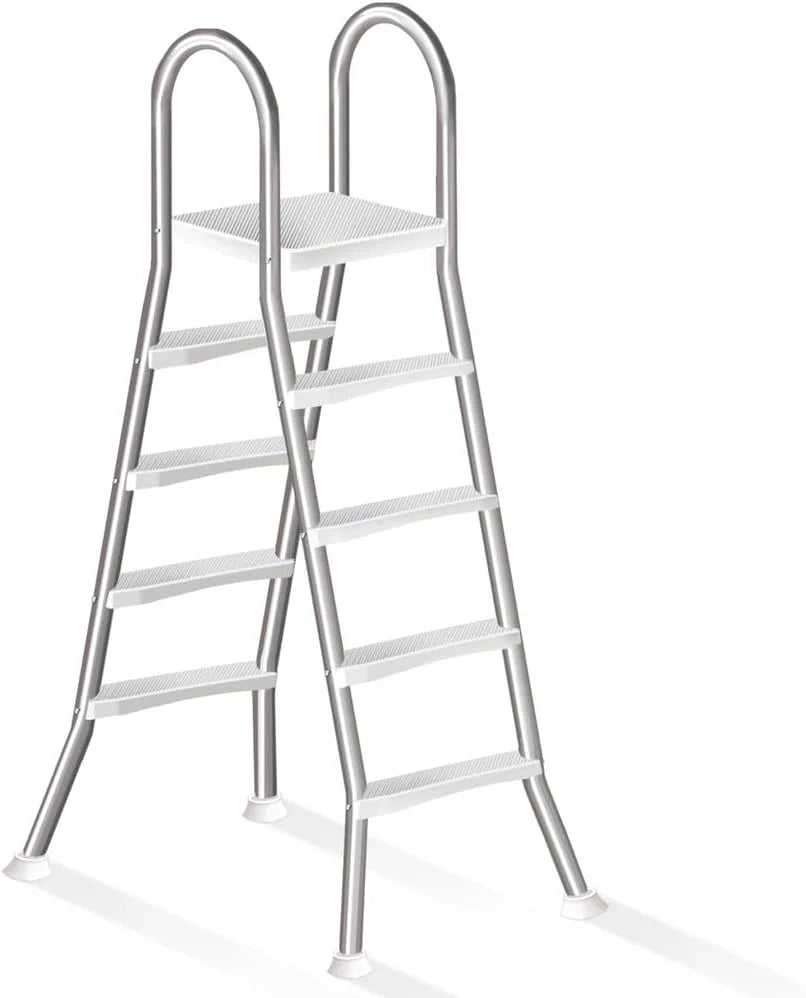 4 Stufige Poolleiter Edelstahl. Pooltreppe für Aufstellpool. Poolleiter 132 cm Poolhöhe. Pool Treppe. Poolstufen für Aufstellpools. Schwimmbadleiter