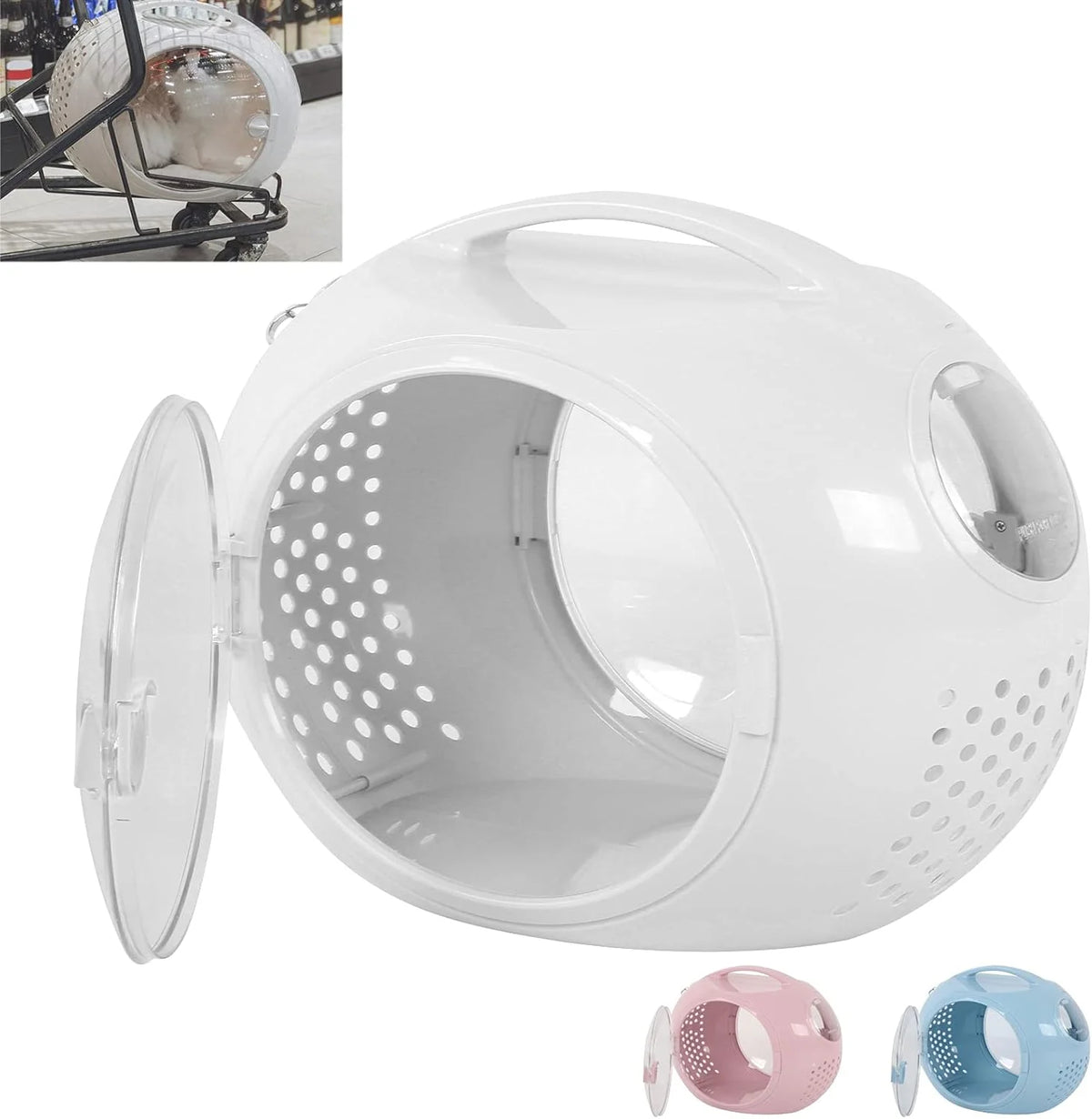 Portable pet backpack-style transportation case. space capsule-style backpack-style pet backpack. suitable for small dogs. cats and small pets (white version)