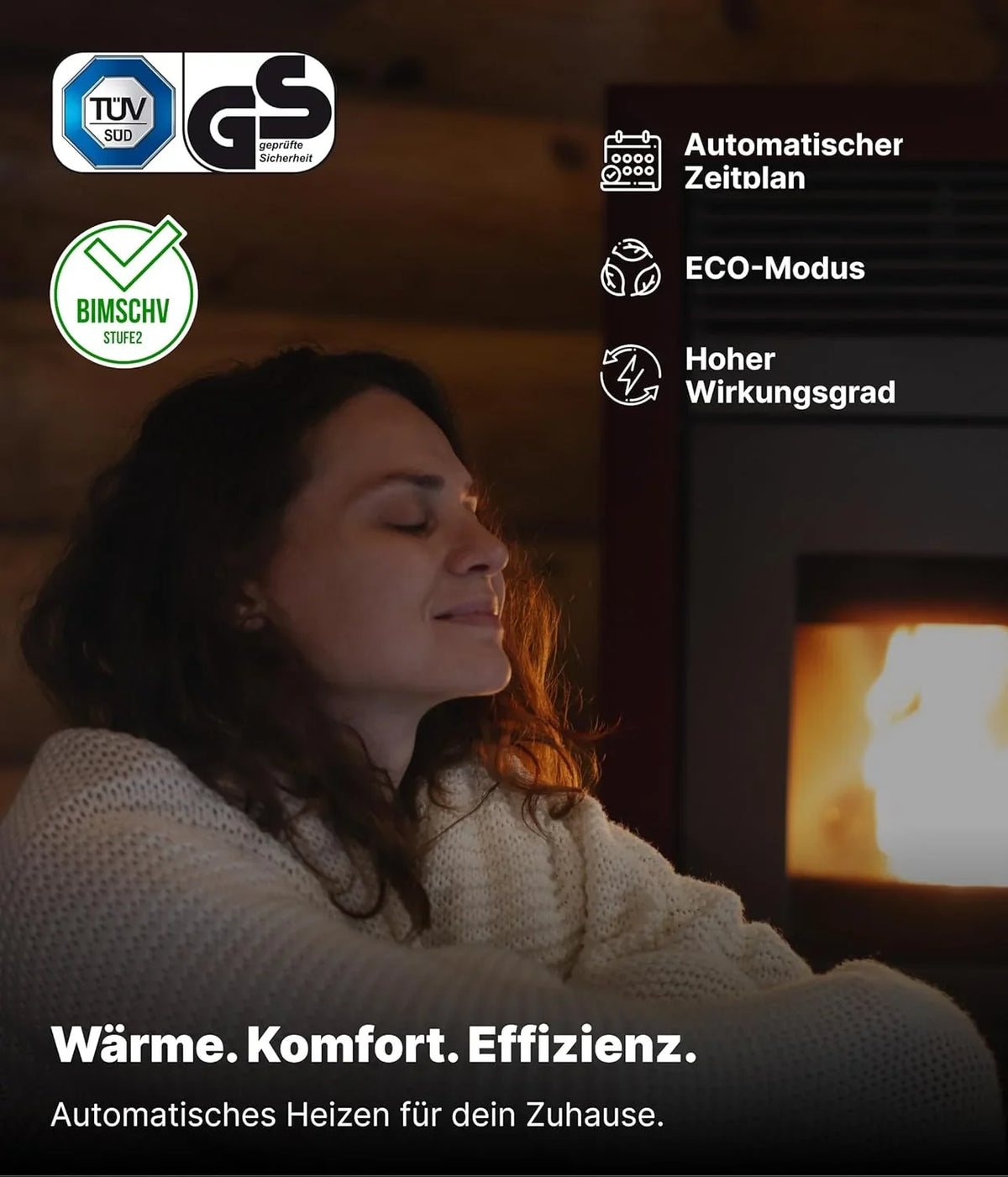 NEMAXX P12 Pelletofen 13.6 kW A+ bis 300 m³ – Auto-Reinigungszyklus. ECO-Modus. Wochenprogramm & mechanische Reinigungsunterstützung – Rot
