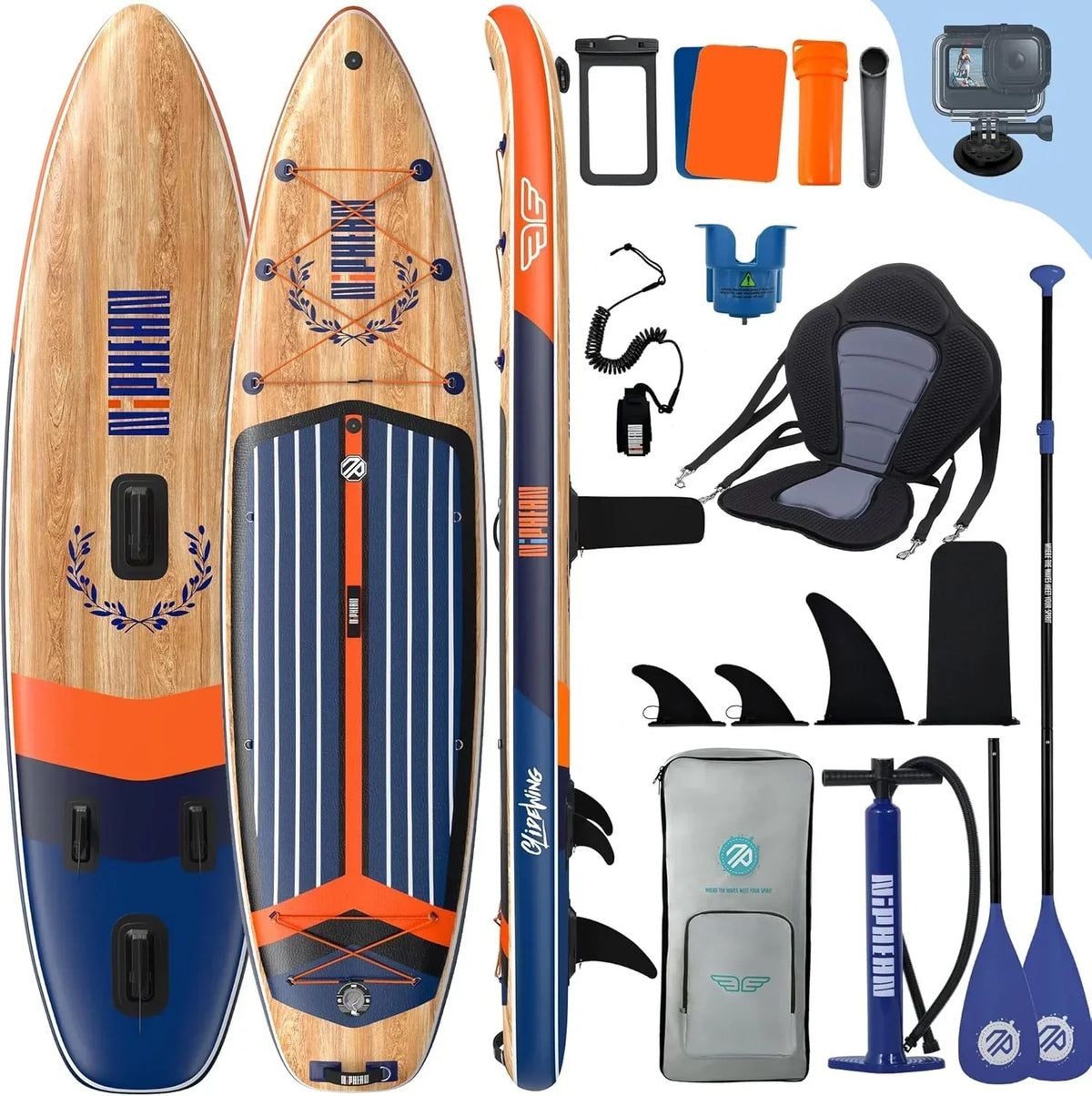 Niphean (Extra Grande) Tabla Paddle Surf Hinchable para 2+1 Personas/Familia. Paddle Surf con (Apto para Principiantes) Aleta Equilibrada. Funda