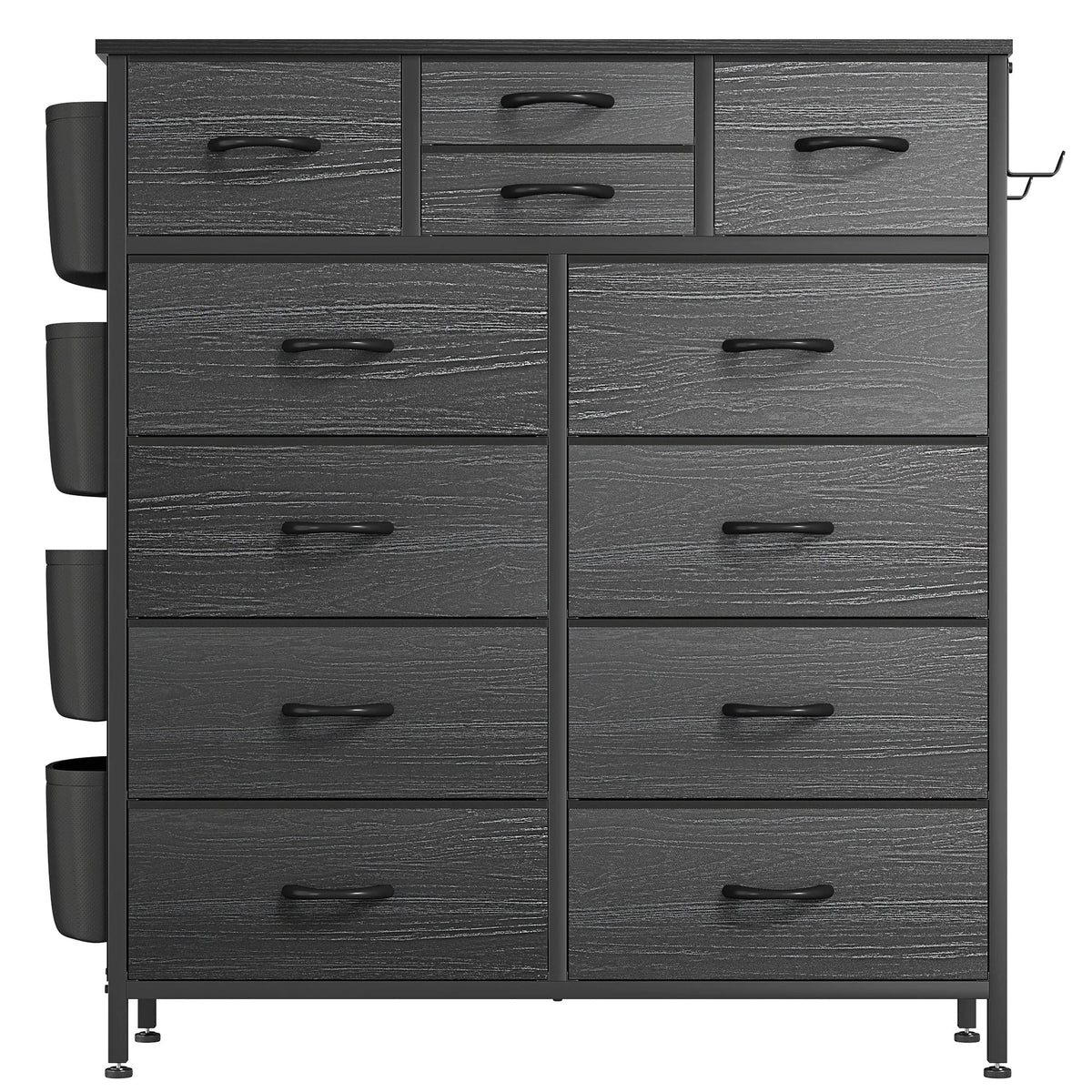 12 Drawer Fabric Dresser. Tall Bedroom Chest of Drawers with Storage