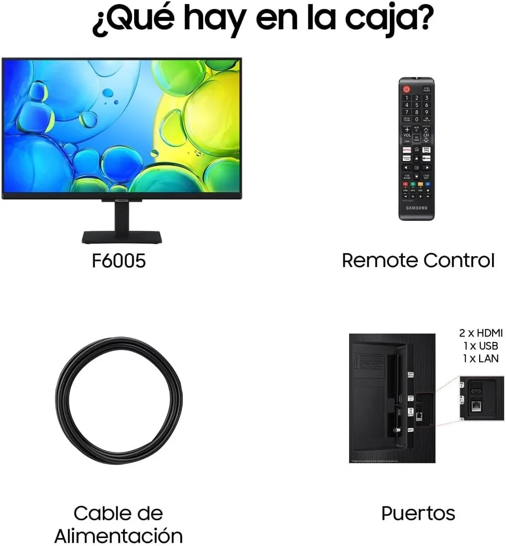 Samsung TV 24 Pulgadas Full HD F6005 4K Smart TV. Más Contraste con HDR. Sonido Que Sigue a la acción con OTS Lite. TV Plus y Tus Datos protegidos