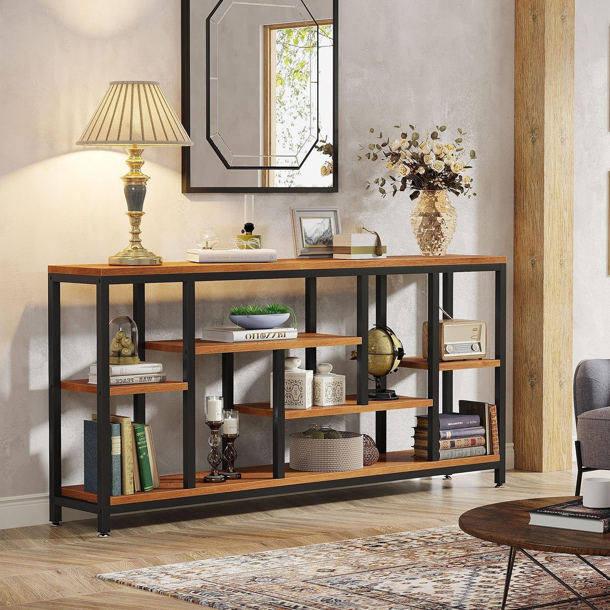 70.9 Inch Console Sofa Table with Storage. 3-Tier Entryway Table for Hallway