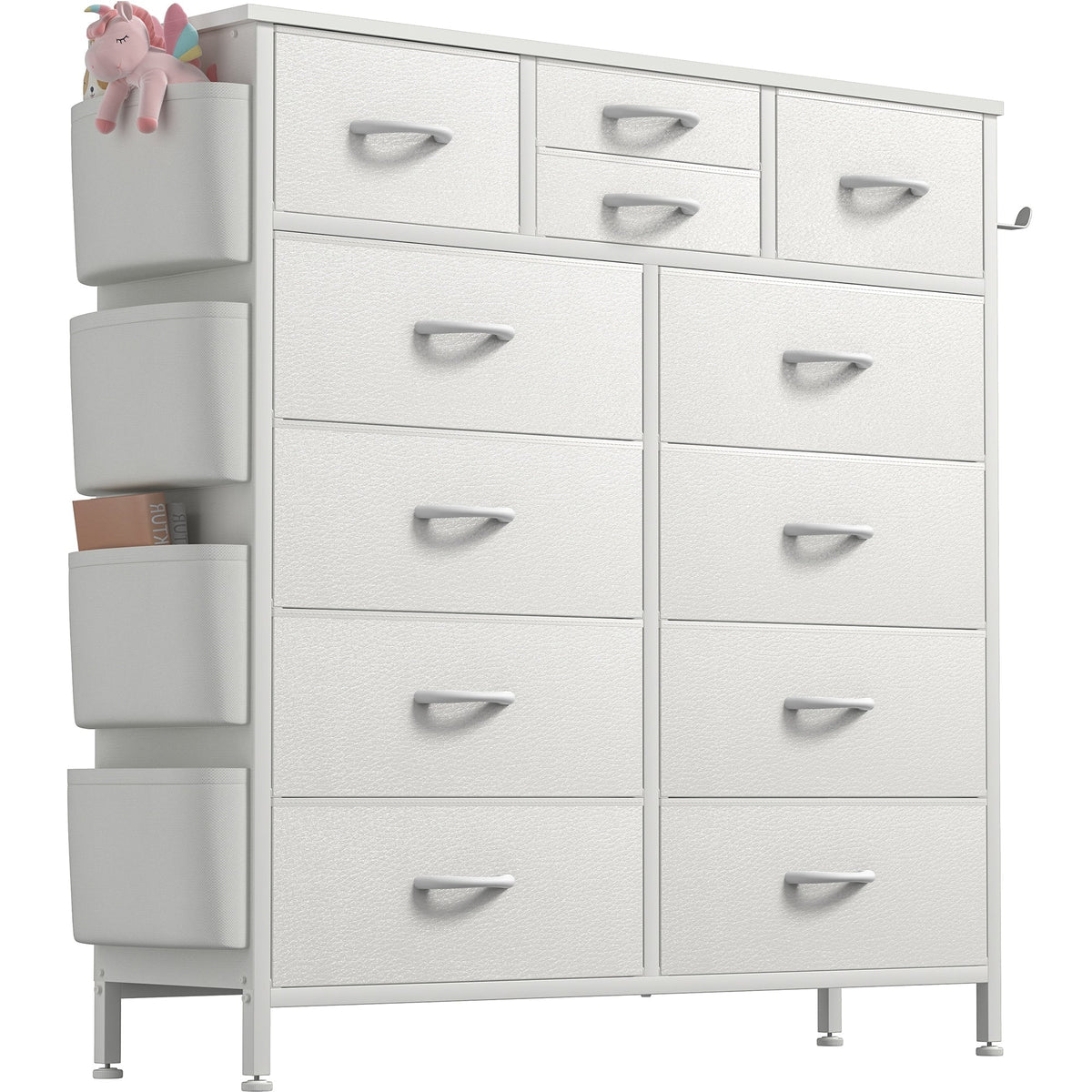 12 Drawer Fabric Dresser. Tall Bedroom Chest of Drawers with Storage
