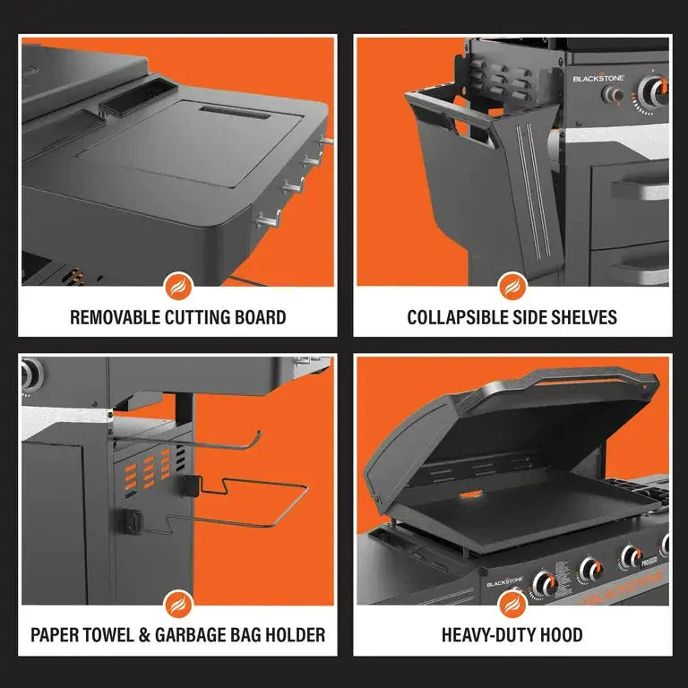 28 5-Burner Propane Griddle with Range Top – 72.000 BTU Outdoor Cooking Station