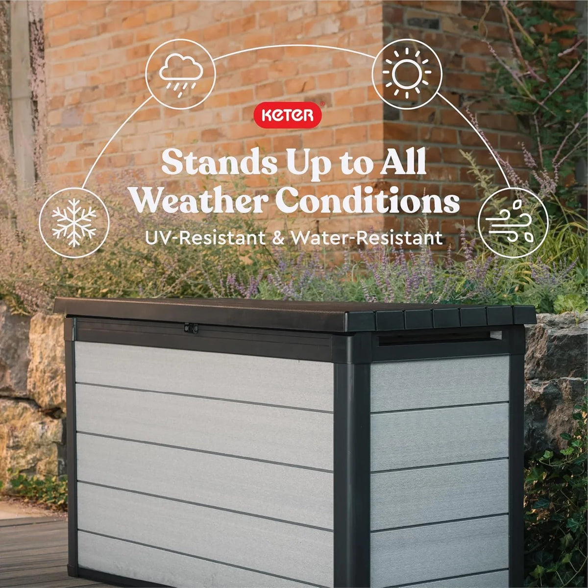 200 Gallon Resin Deck Box. Extra Large Outdoor Storage Container for Patio. Garden. Yard and Pool Area