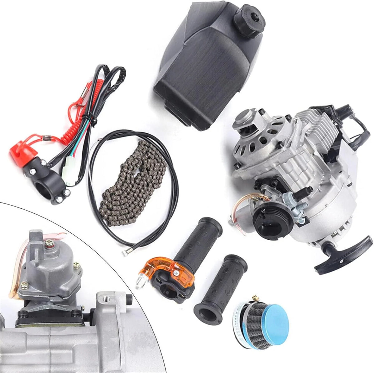 150CC 4 Stroke Engine Motor. Gy6 Single Cylinder Complete Engine Kit for 110cc-150cc Atvs and Go Karts and 11 Long Box Engine Size Scooters High-Flow Oil Pump CVT Carburetor Top Mount