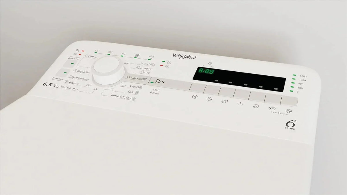 Whirlpool - Lavadora carga superior 6.5 kg TDLR 65230SS EU/N blanco. 1200 rpm. tecnología 6th sense y freshcare. motor universal. eficiencia NEL D