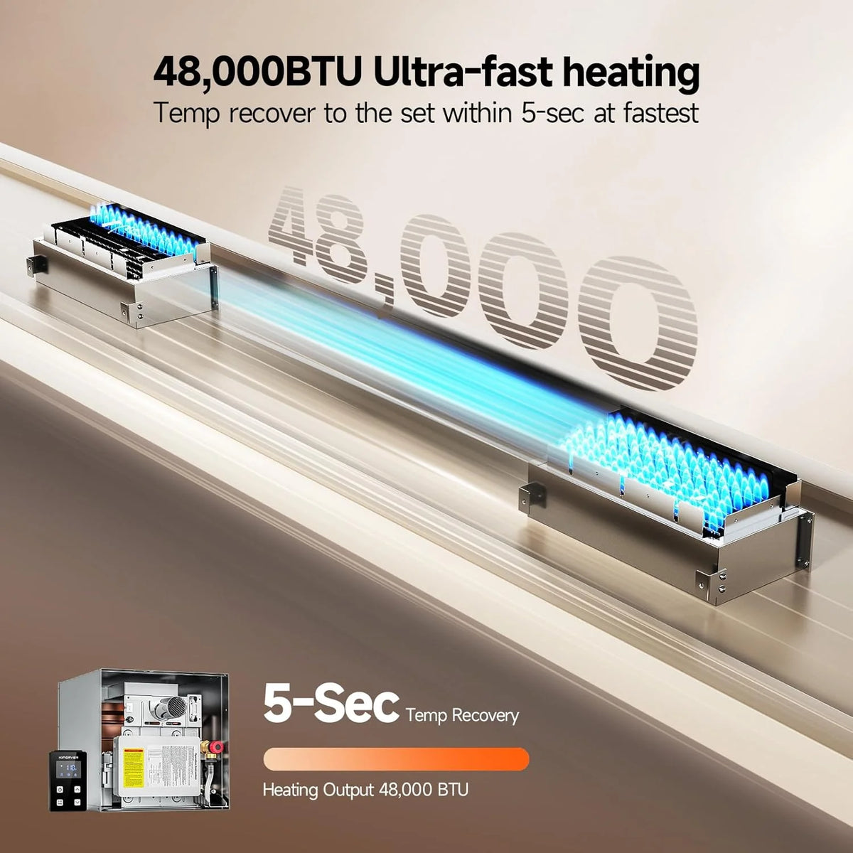 RV Tankless Water Heater without Door. . Propane Gas. DC 12V. 3 Optional Door Sizes 15x15. 15x18 and 18x18 for Refitment. Compatible with All RVs. Sufficient Power. High Altitude