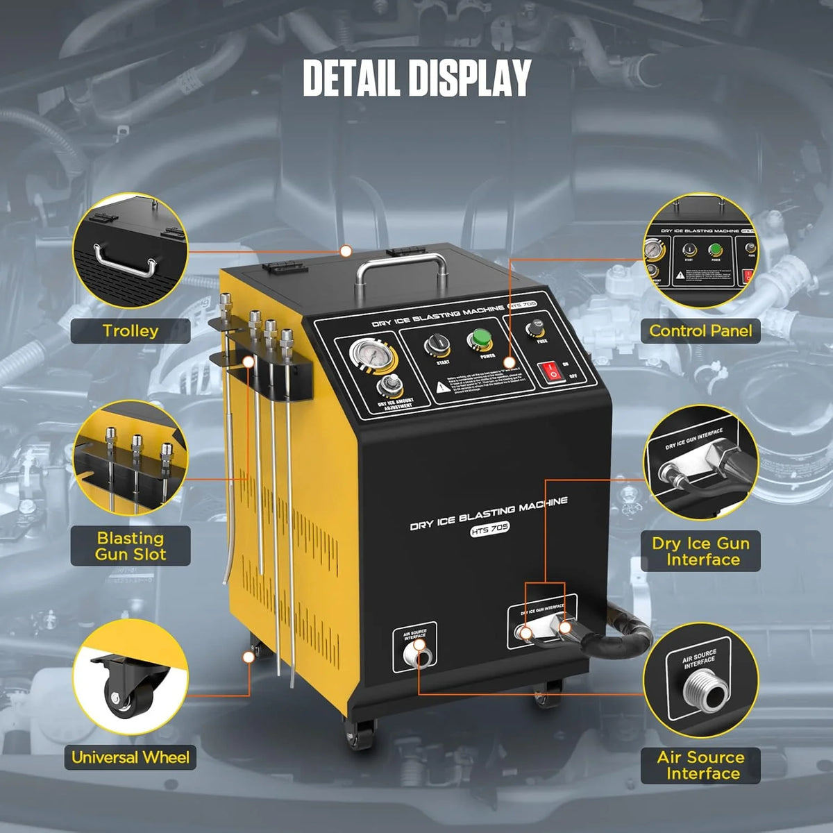 Dry Ice Blasting Machine.HTS705 Pellet Dry Ice Blasters.Industrial Dry Ice Blasting Cleaning Machine. Dry Ice Blaster Engine Cleaner Intake Valve Cleaner. Dry Ice Blast Cleaners 110V/220V