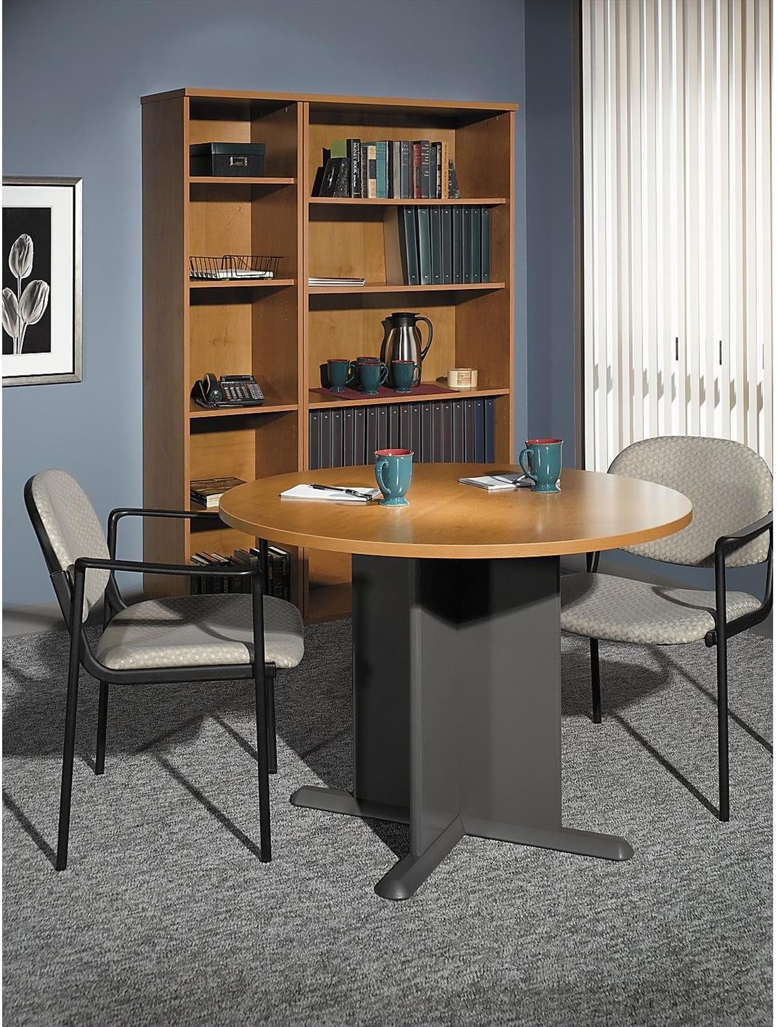 Bush Business Furniture Series C Tall 5 Shelf Bookcase in Mocha Cherry. Large Bookshelf for Home and Professional Office