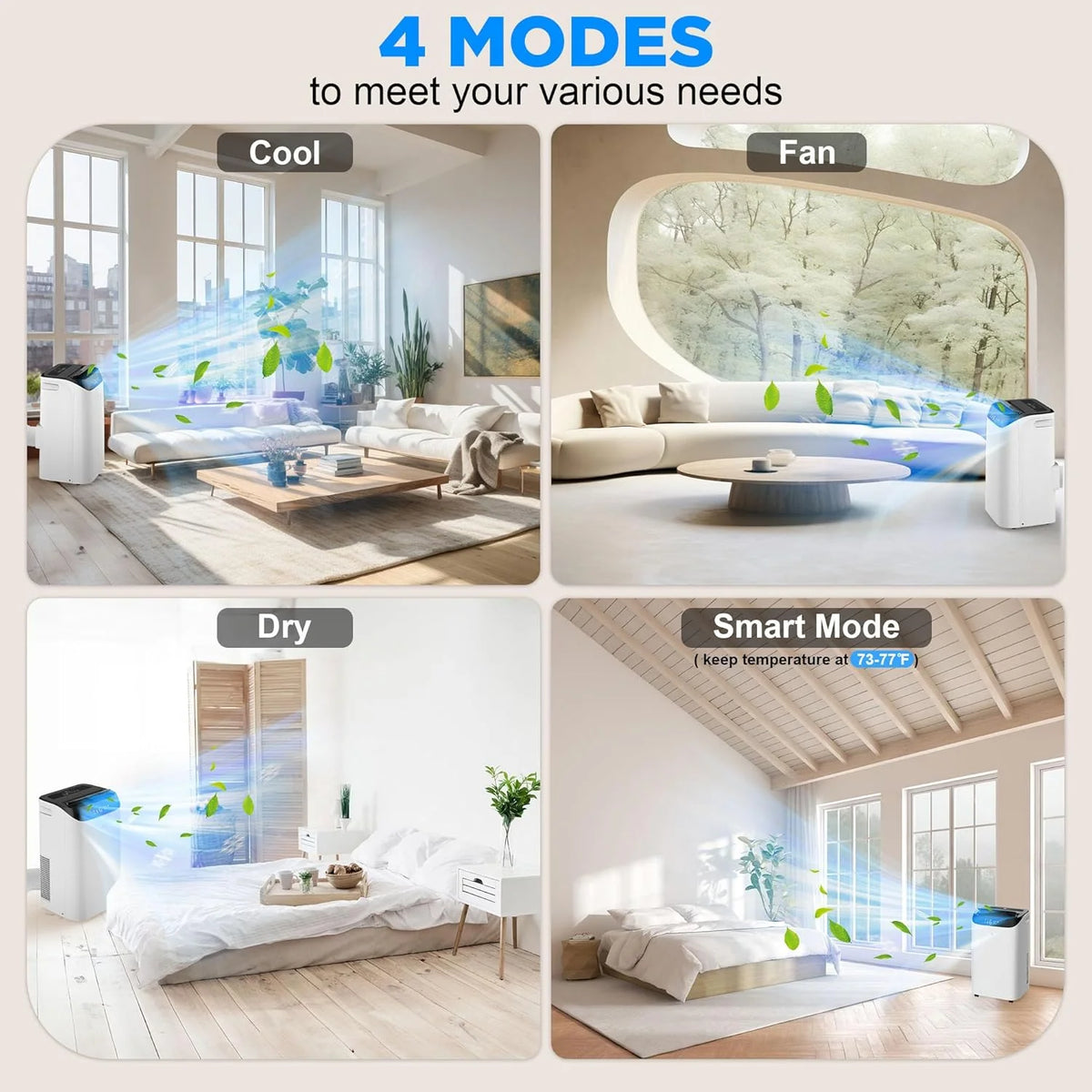 Inverter 16000BTU Portable Air Conditioners with Remote. Free Stand Cooling Portable AC Unit for Room up to 800 sq.ft. with Dehumidifier & Fan. Dual Hose. Quiet Sleep Mode(45dB). Windows Kit