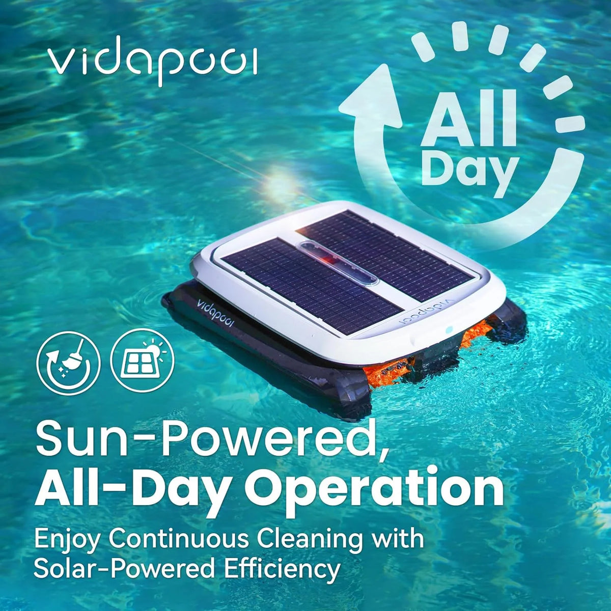 Solar Powered Automatic Robotic Pool Skimmer Cleaner.Solar Pool Surface Cleaner Dual Mode with Obstacle Avoidance Daytime ＆ Overnight Continuous Cleaning Ideal for All Swimming Pool-White
