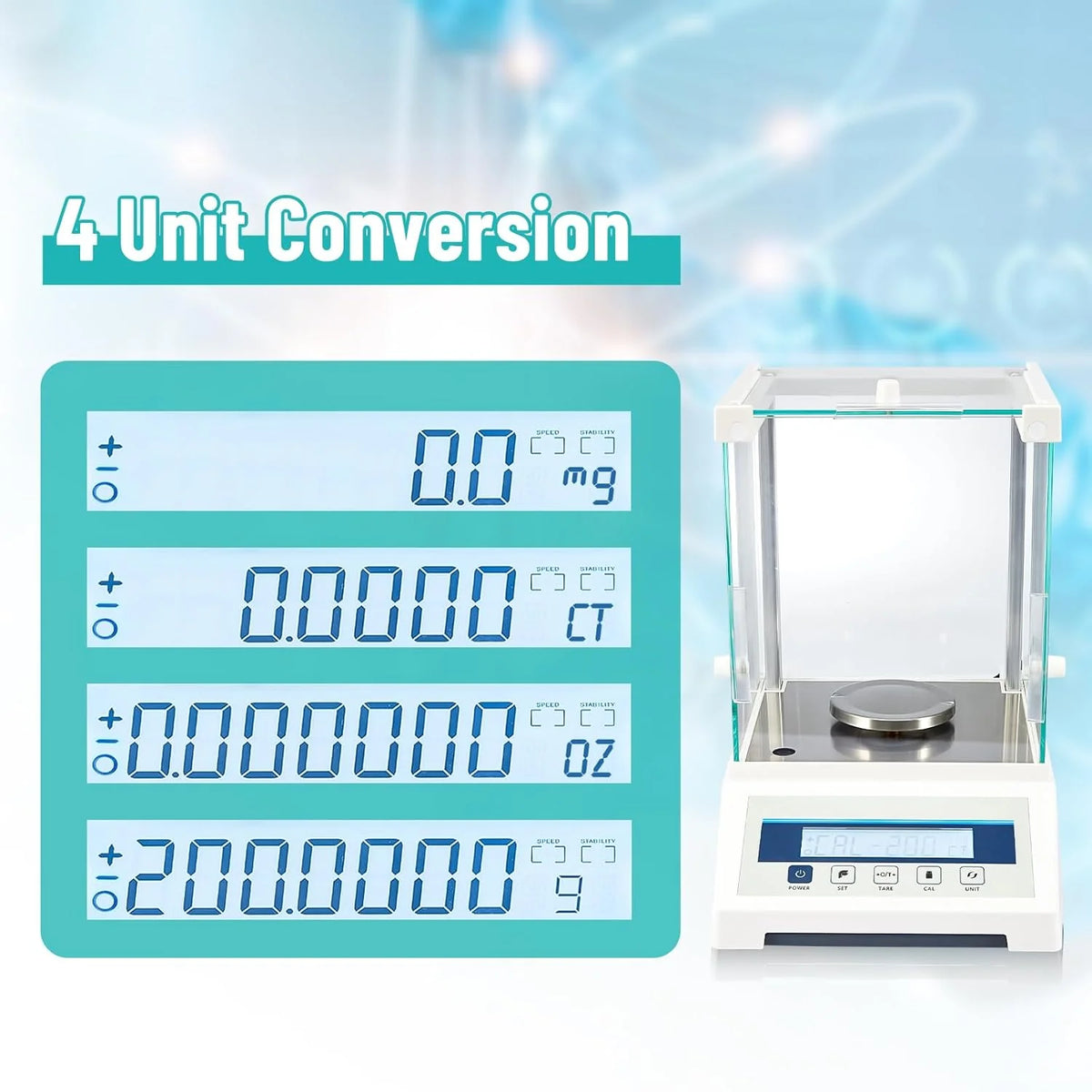 Lab Scale. Digital Analytical Balance 220g/ 0.1mg. High Precision Scientific Precision Scale Accuracy 0.0001g. Balance Scale for Coin/Jewelry/Powder with Weights and RS232 Interface