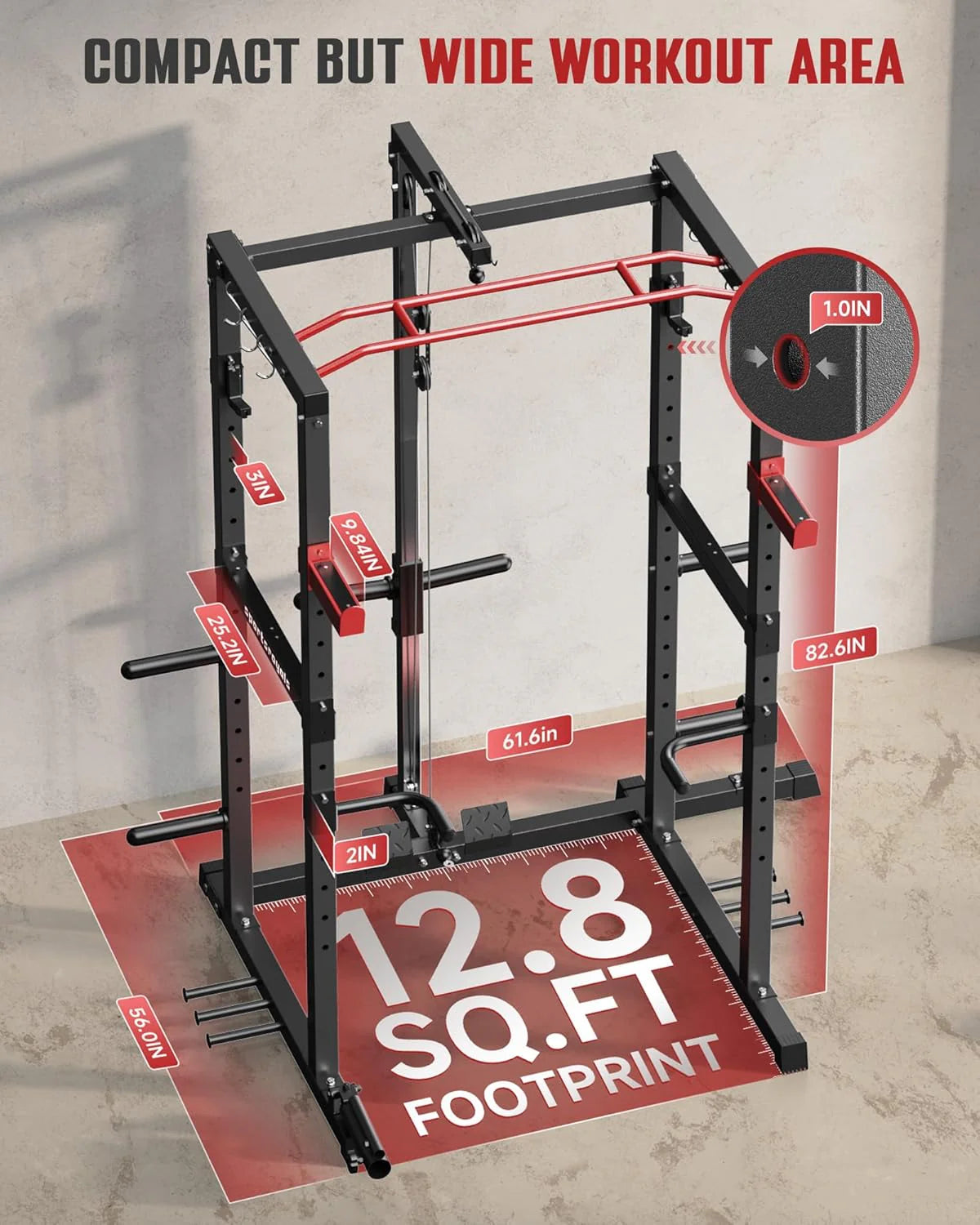 Sportsroyals Power Cage.1600lbs Multi-Function Power Rack with Adjustable Cable Crossover System and More Training Attachment. Weight Cage for Home Gym
