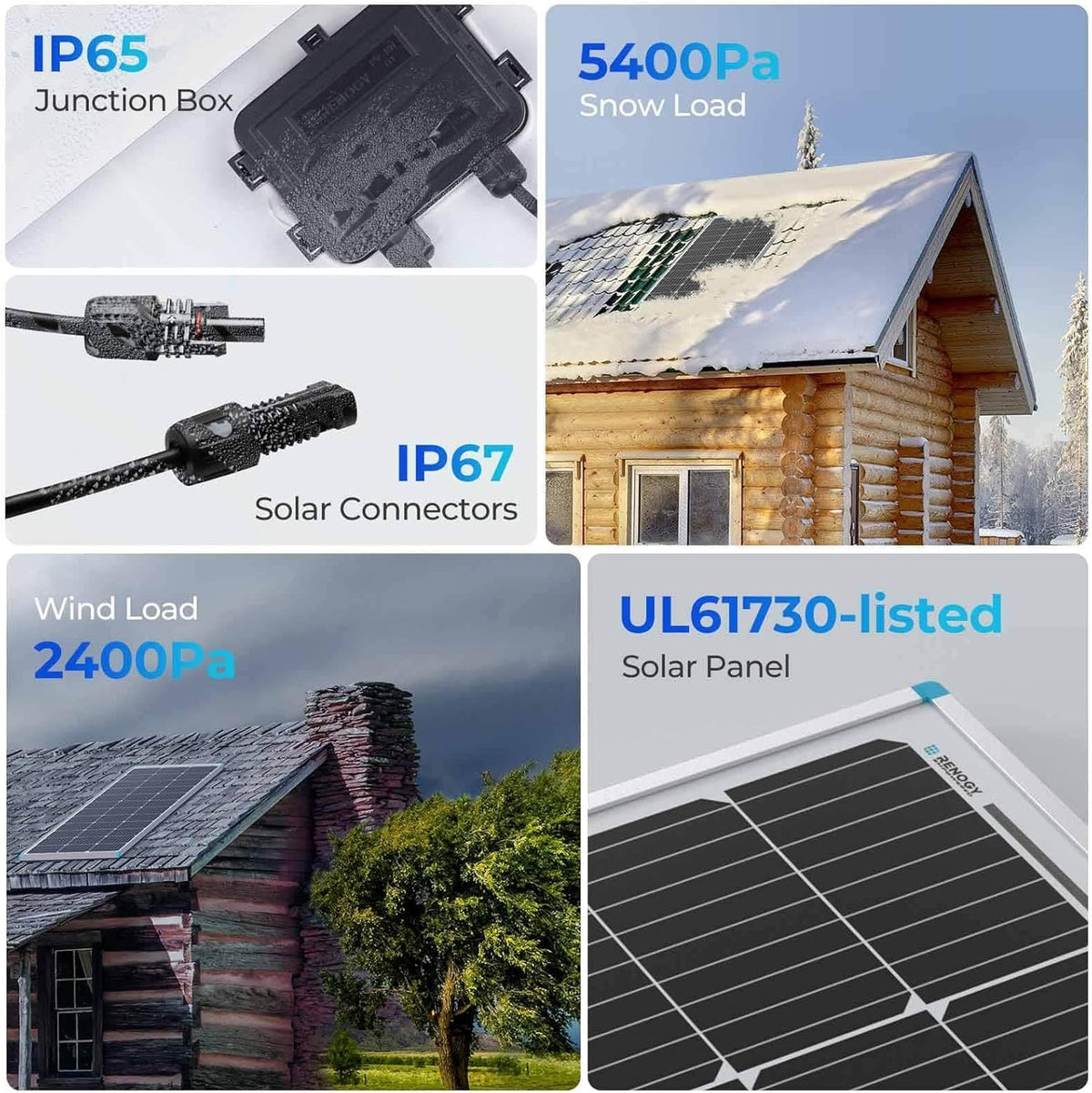 400 Watt 12 Volt Premium 4 Pcs 100W Panel+40A MPPT Charge Controller+ Bluetooth Module Fuse+ Mounting Z Brackets+Adaptor Kit +Tray Cables Set. 400W. Grid 12V Solar Power System