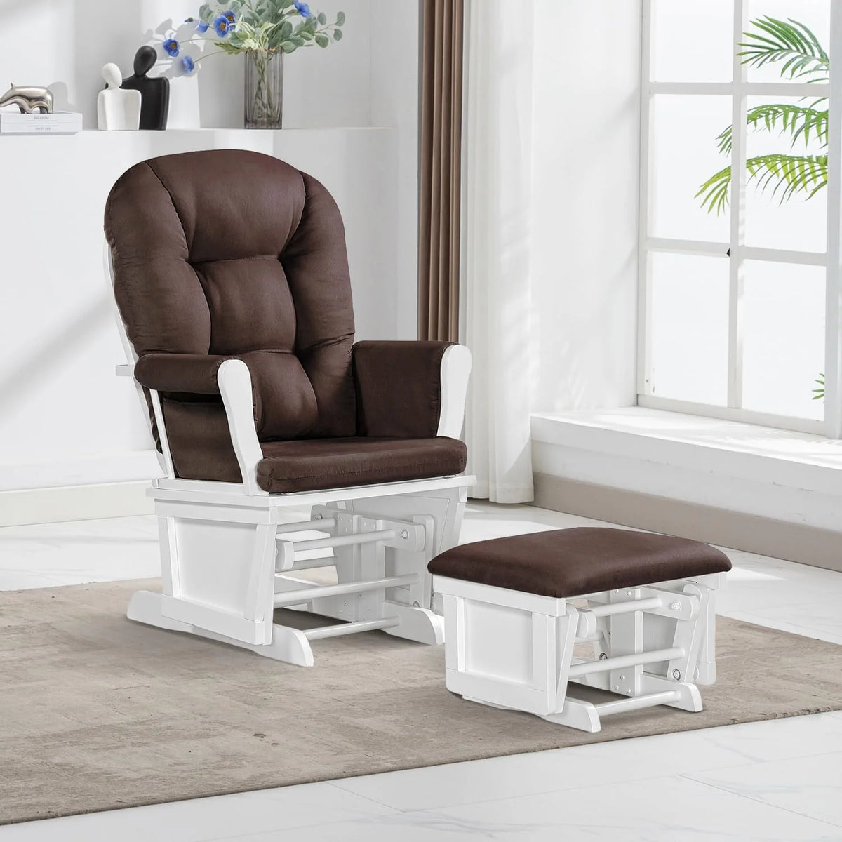 Lennox Furniture Glider Rocker Combo Espresso Beige