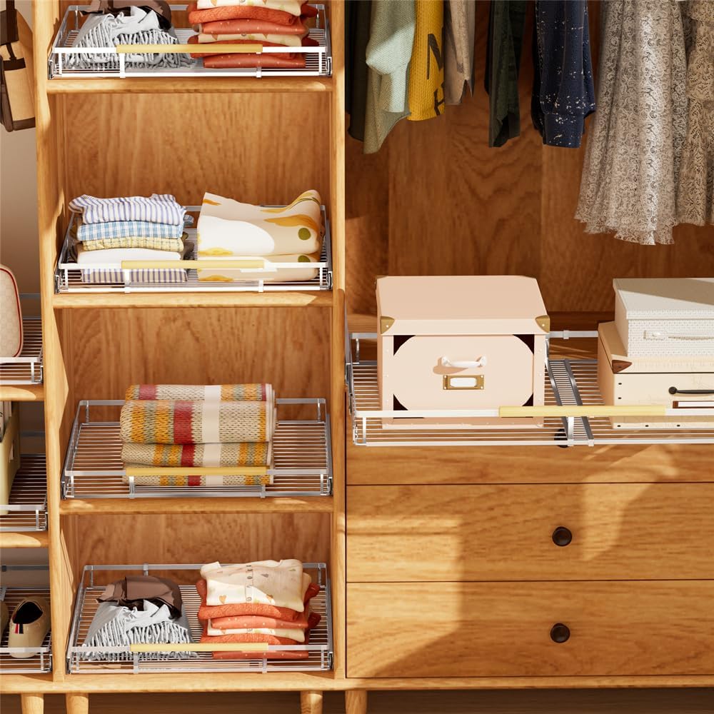 Adjustable sliding cabinet shelves. 3 pieces. Large drawer-style cabinet storage box. storage organizer under the kitchen sink. Bottom-mounted baskets. suitable for kitchens and bathrooms.