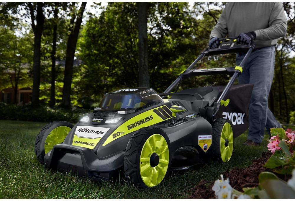 20 RY40190 40-Volt Brushless Lithium-Ion Cordless Battery Self Propelled Lawn Mower with 5.0 Ah Battery and Charger Included