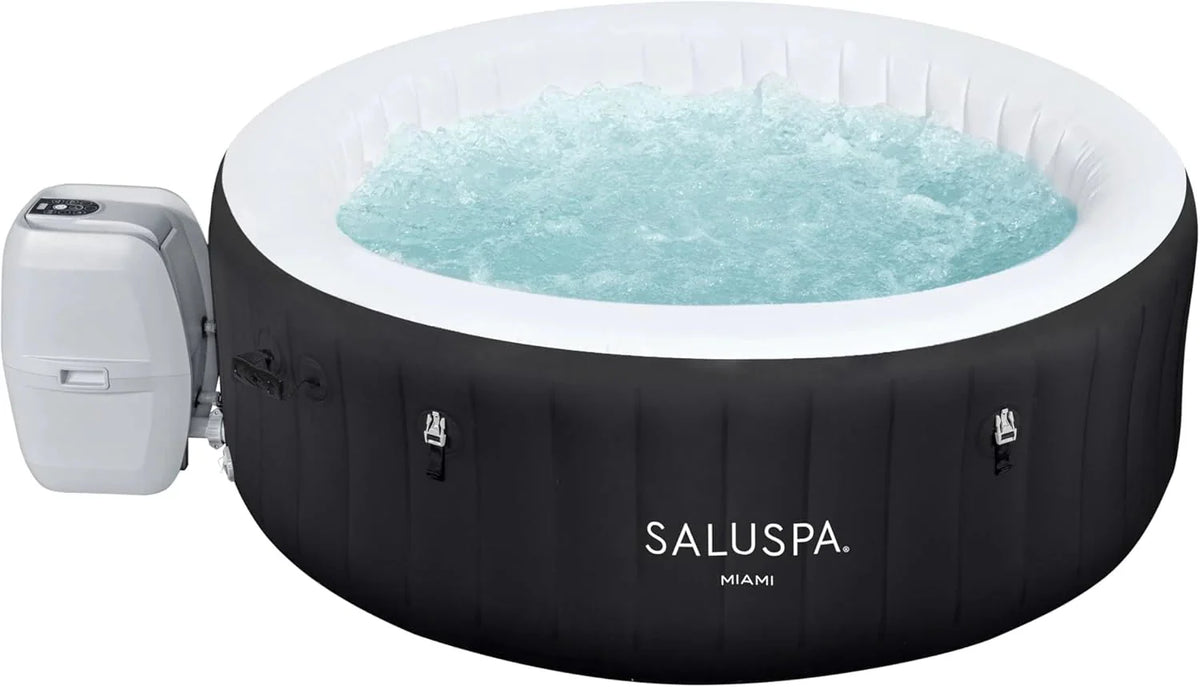71 x 26-Inch Inflatable Hot Tub Spa for 2-4 Persons. Portable. with 2 Covers. Black
