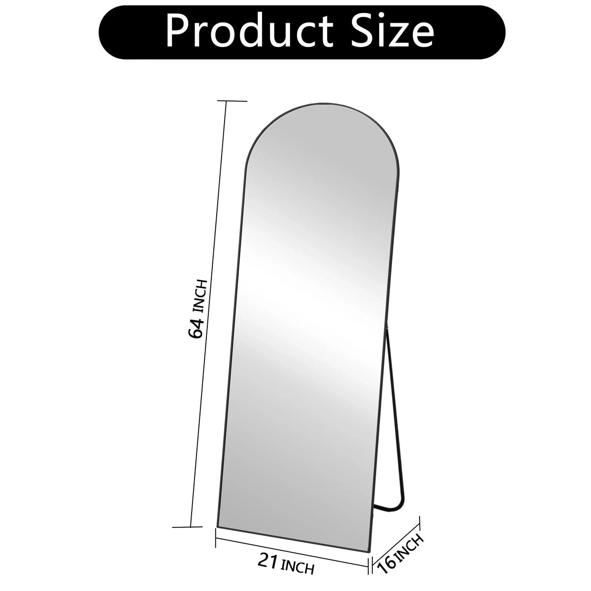 64x21 Full Length Floor Mirror. Large Full Body Aluminum Alloy Frame Standing Mirror with Stand and Wall Mount Option
